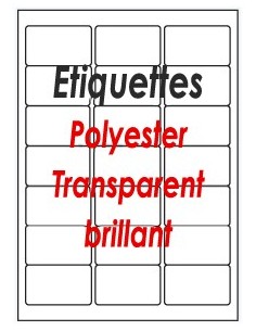 Etiquettes adhésives polyester transparent brillant