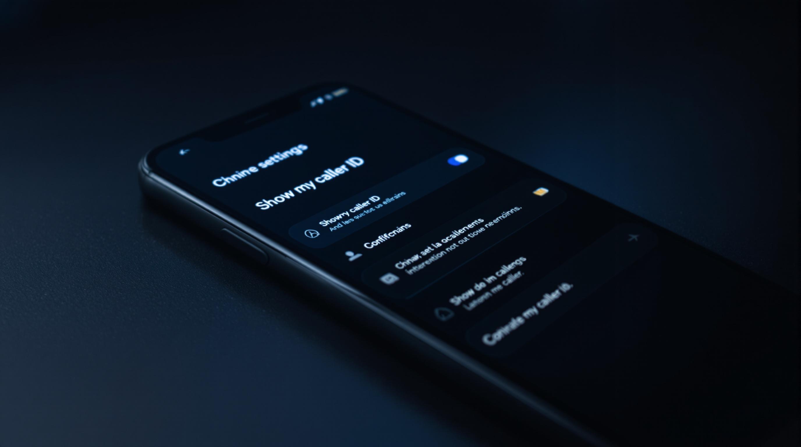 Smartphone Android affichant le menu 'Afficher mon ID appelant'
