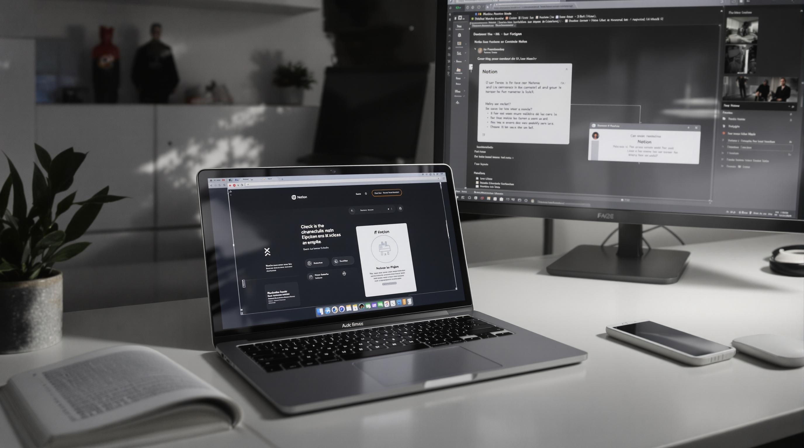 Bureau avec masterclass, e-book, template Notion et plugin Figma