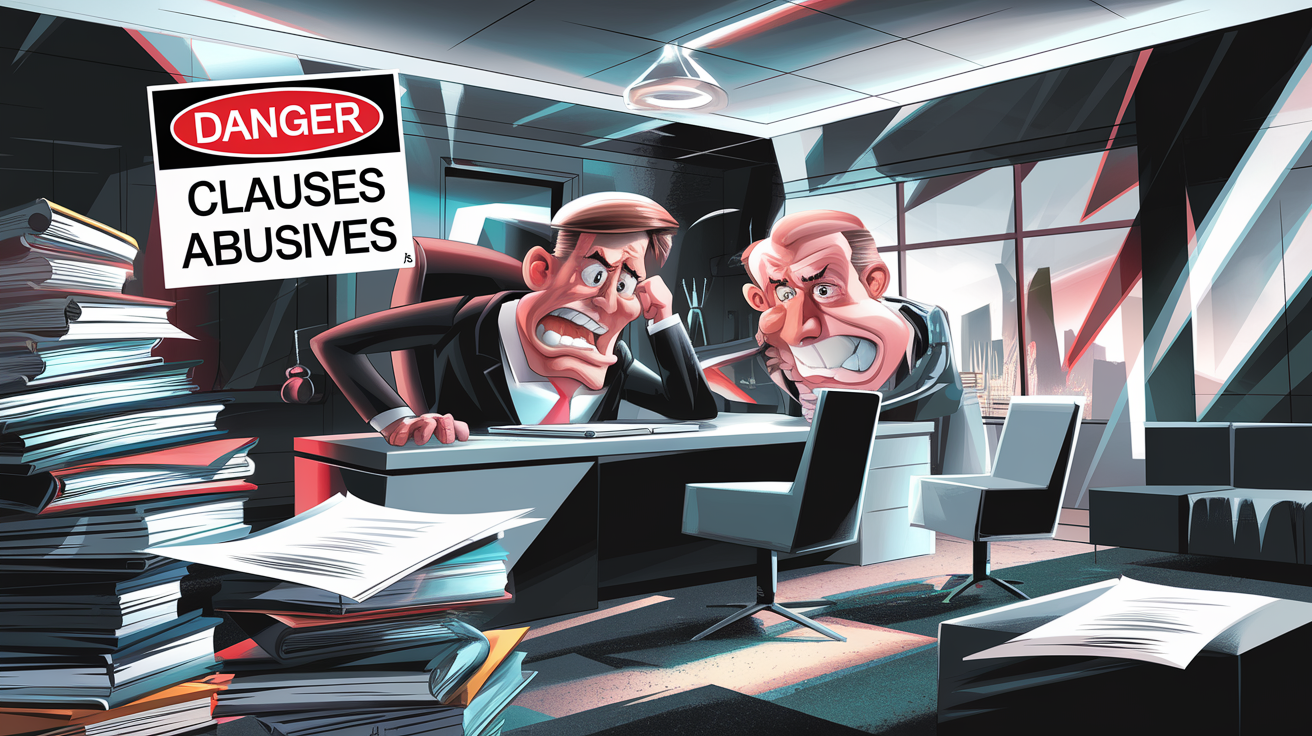 Illustration humoristique des dangers des clauses abusives dans un contrat de cession de patientèle