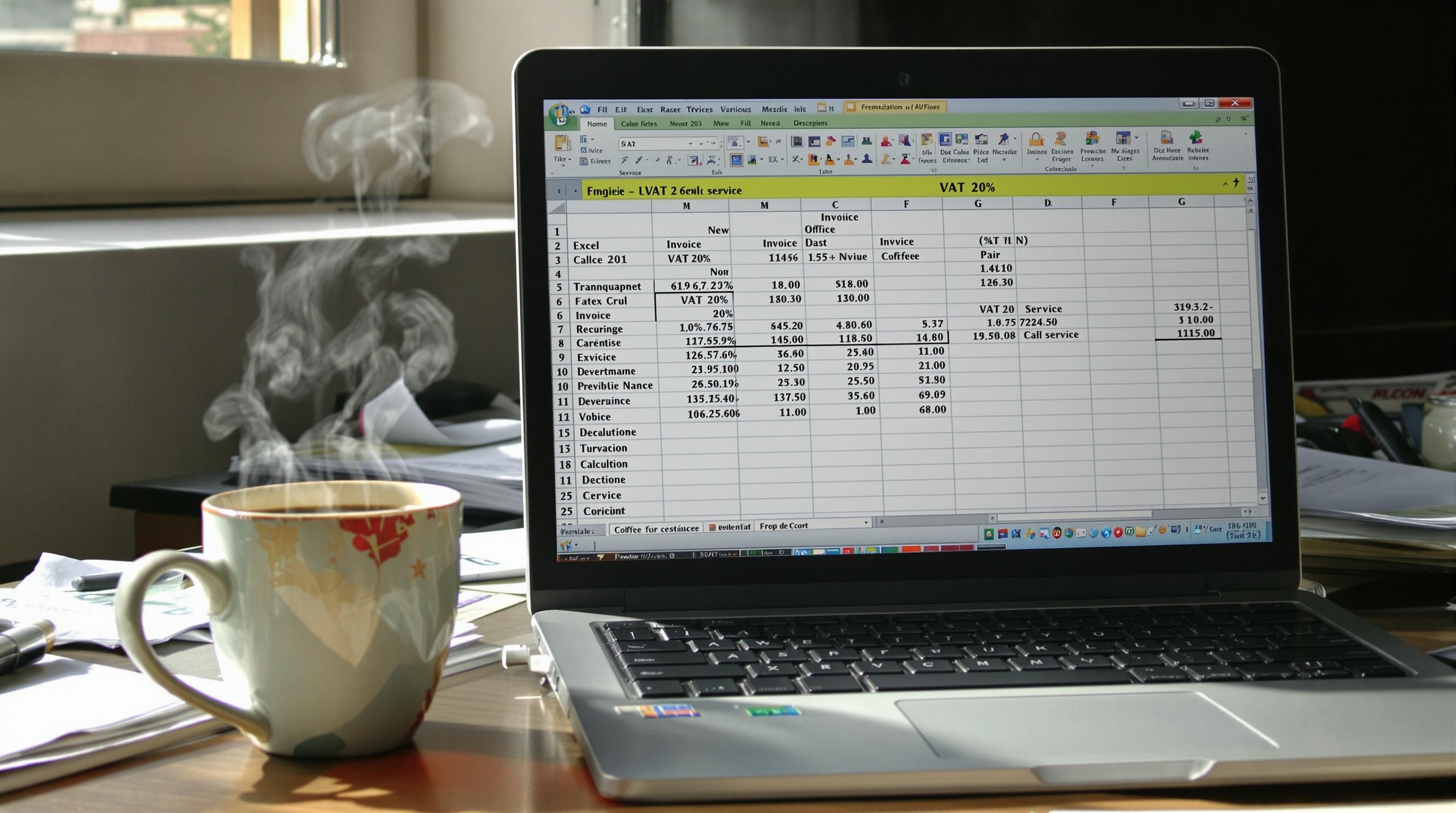 Exemple de feuille Excel pour calculer la TVA