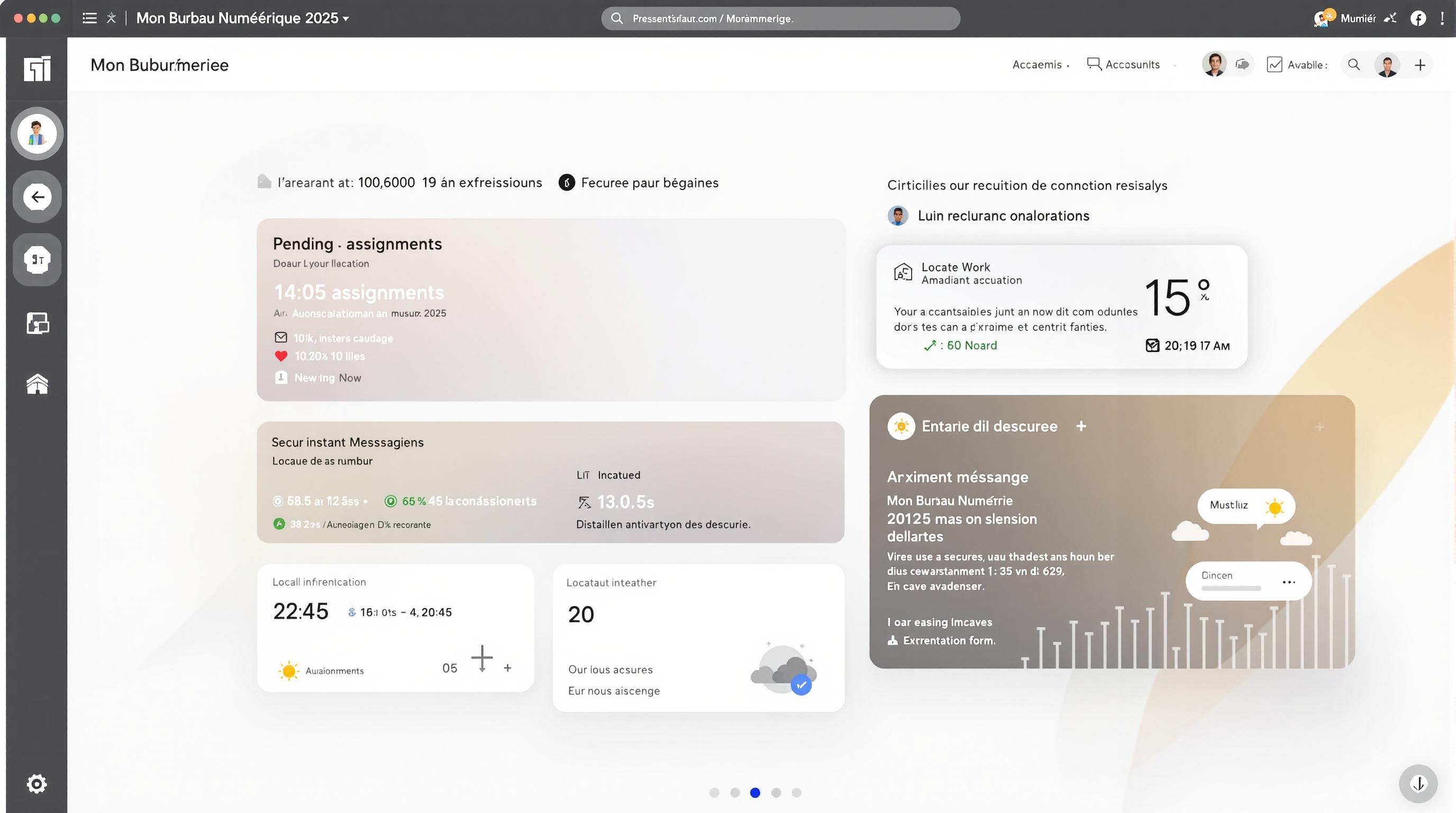 Nouveau tableau de bord Mon Bureau Numérique 2025 affichant widgets devoirs, messagerie et météo académique