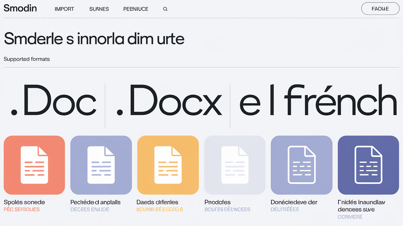 Capture d’écran de l’interface d’importation de Smodin avec les formats .doc, .docx et PDF