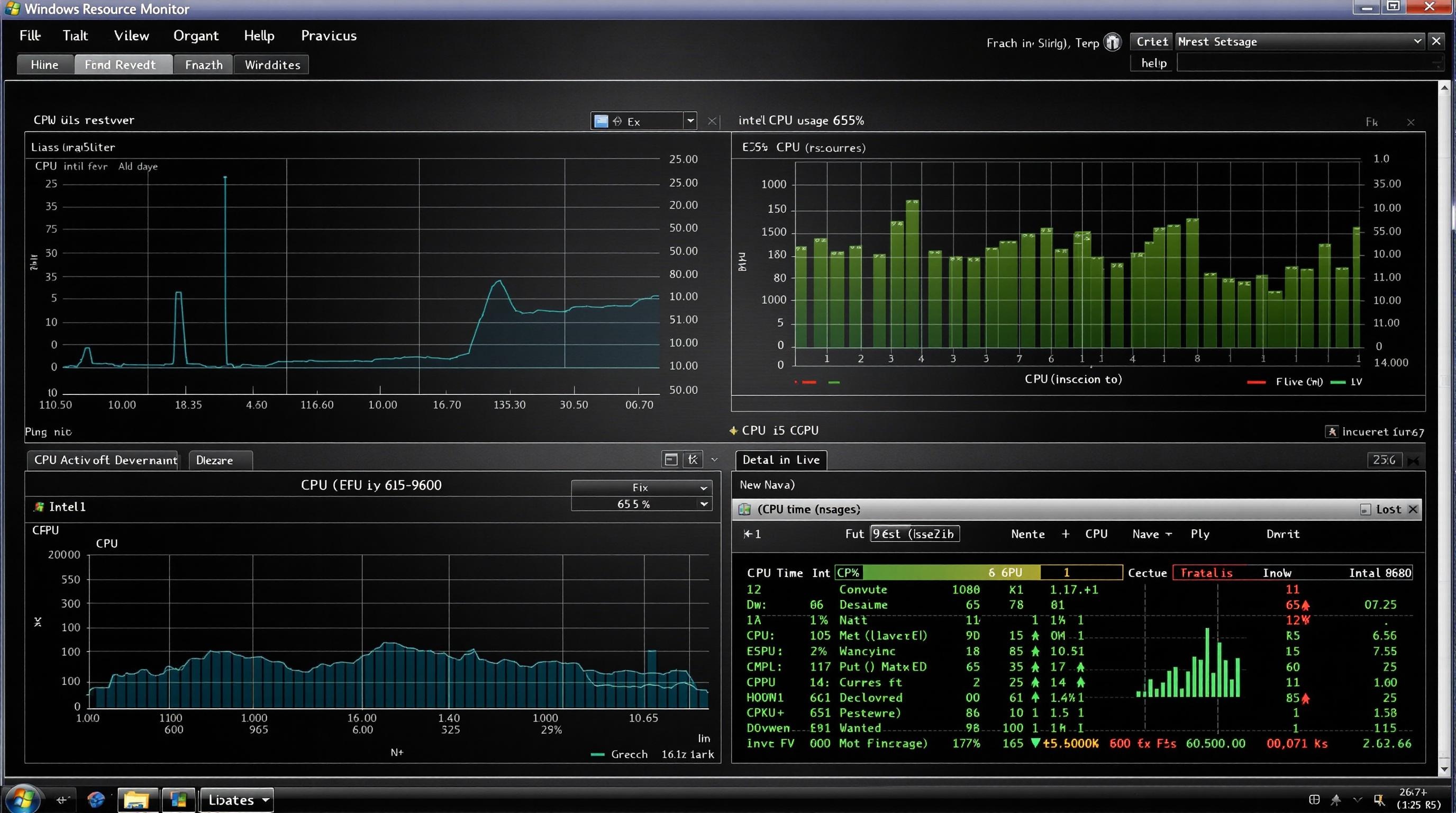 Test de stress avant streaming, CPU i5-9600 atteignant 65 %.