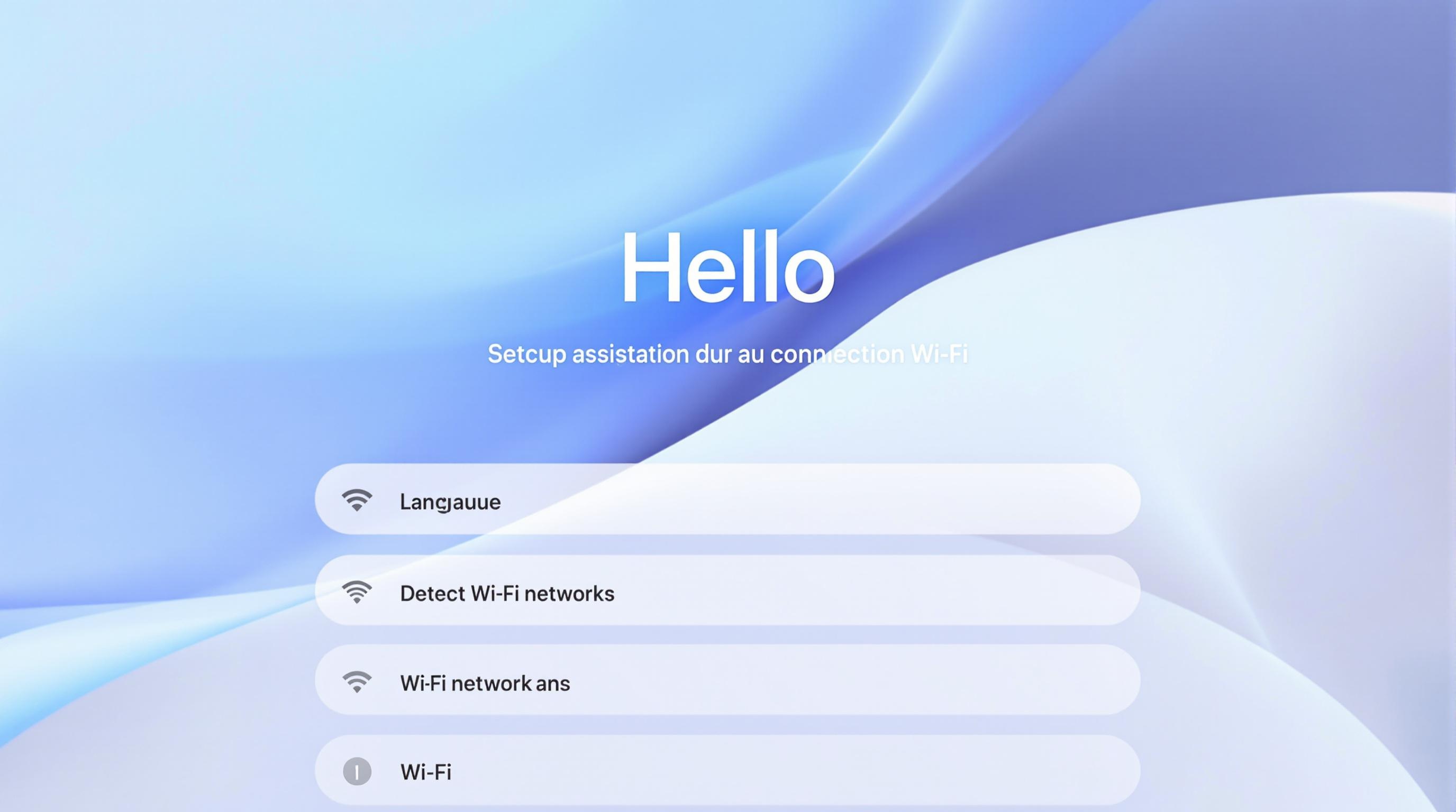 Capture d'écran de l'interface Bonjour de l'Assistant réglage iOS