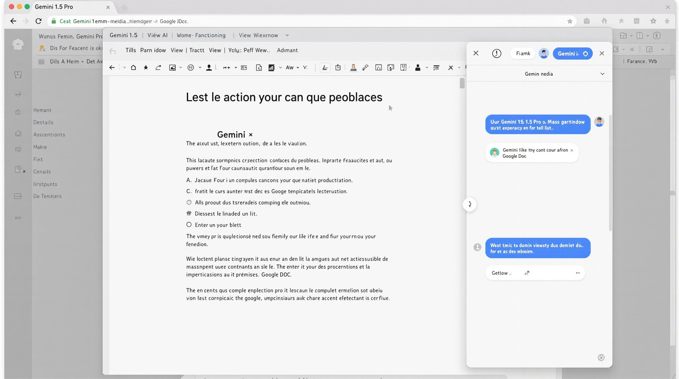 Interface de Gemini 1.5 Pro intégrée à Google Docs