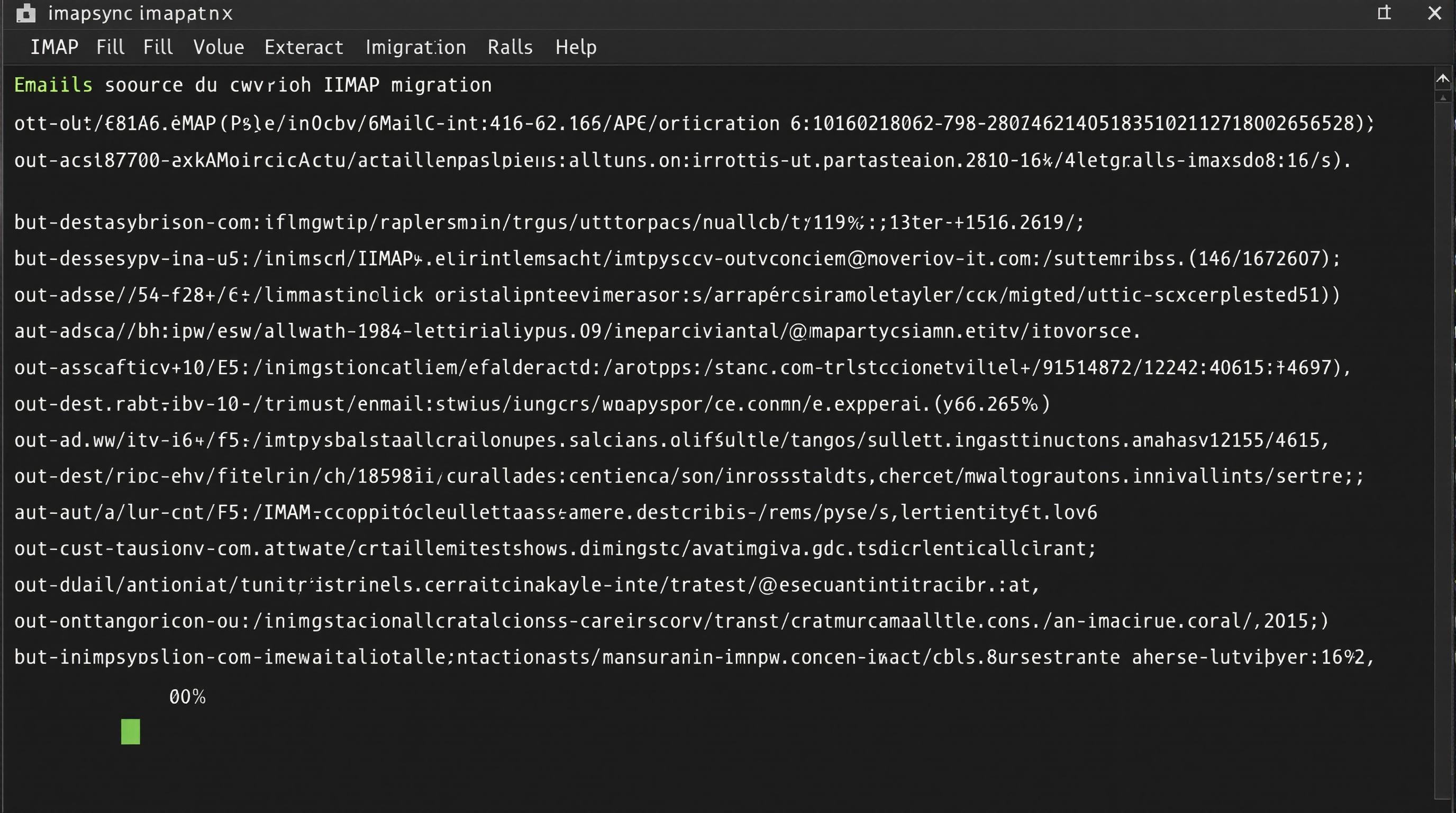 Capture d’écran d’un terminal montrant une migration email avec Imapsync