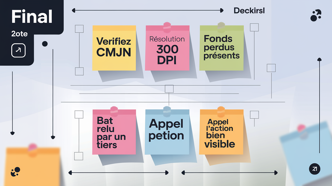 Checklist impression flyer CMJN 300 DPI fonds perdus BAT call to action