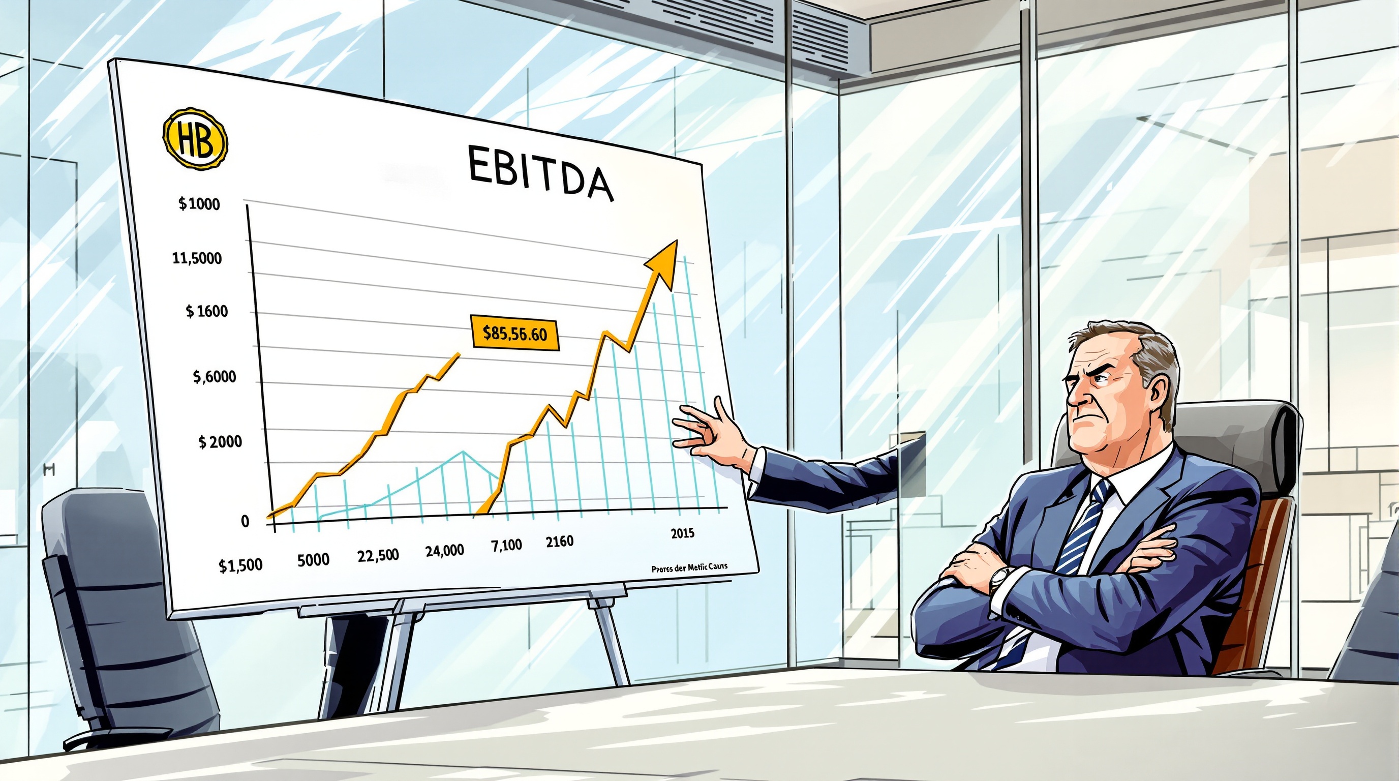 Illustration d'un EBE élevé présenté à un banquier