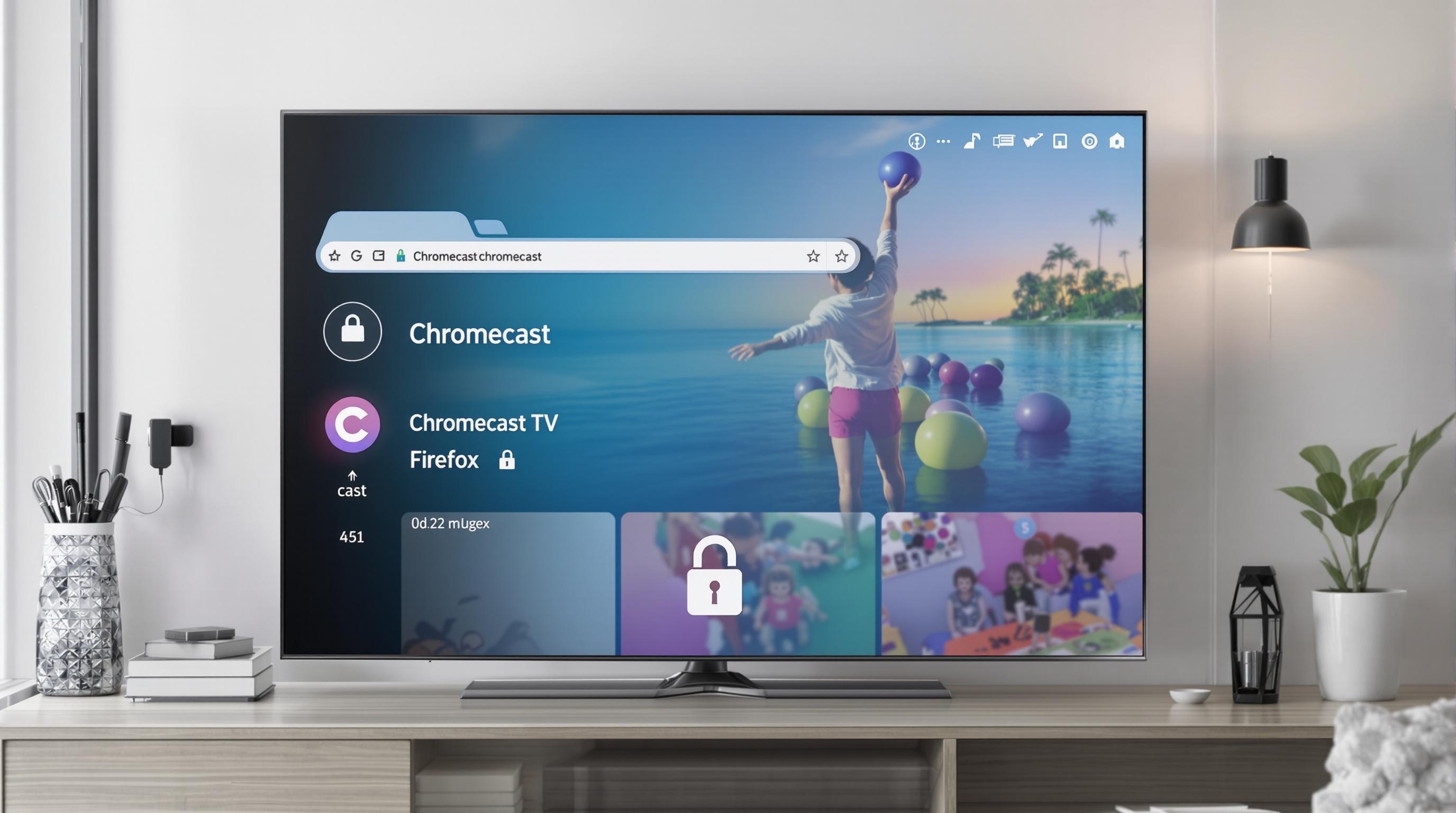 Capture écran installation Chromecast depuis smartphone affichant icône Cast Firefox