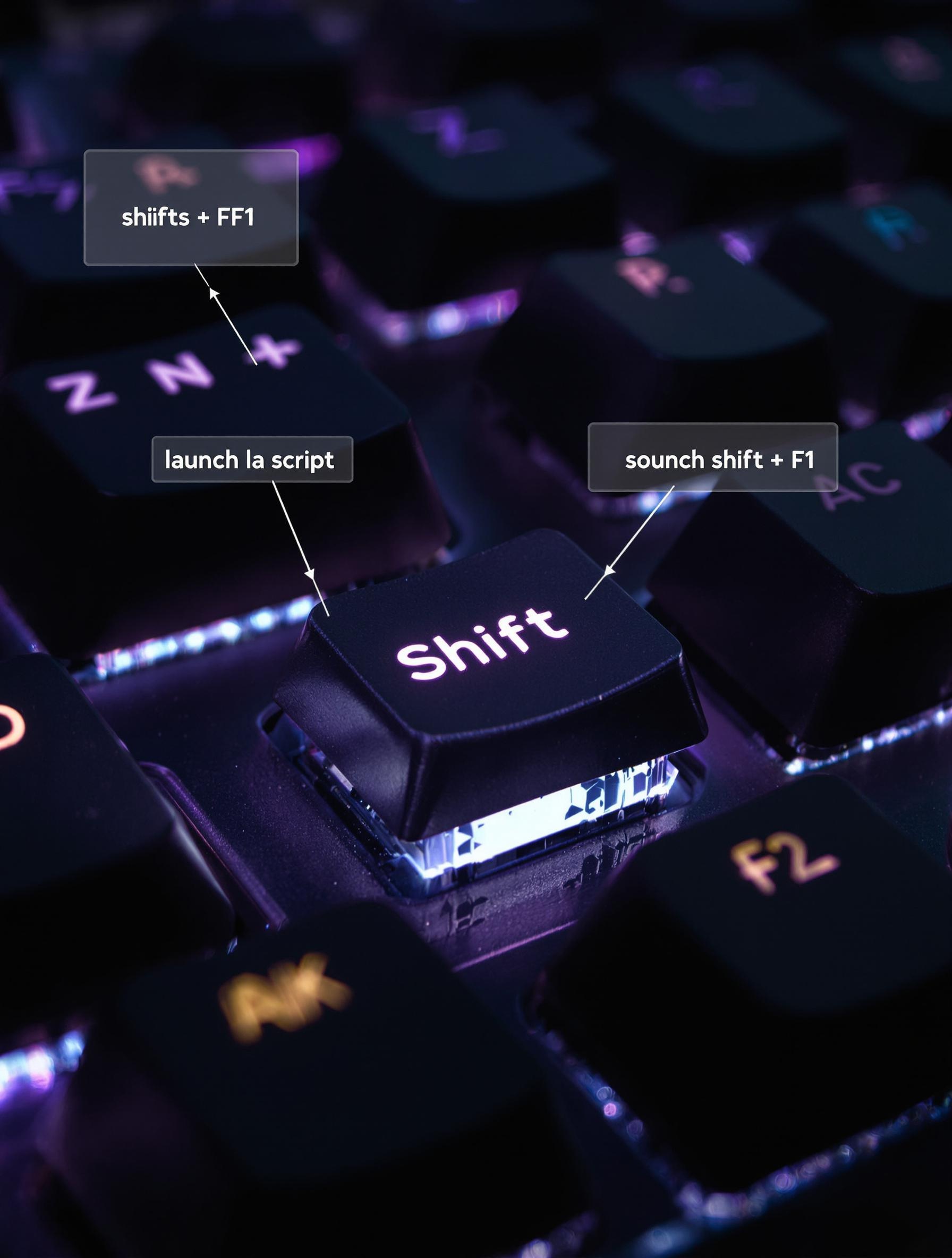 Clavier mécanique avec touche Shift lumineuse et macro en action