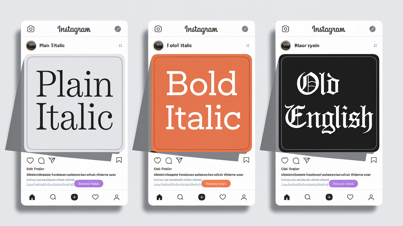 Comparatif visuel CTA Instagram italic vs bold italic vs Old English