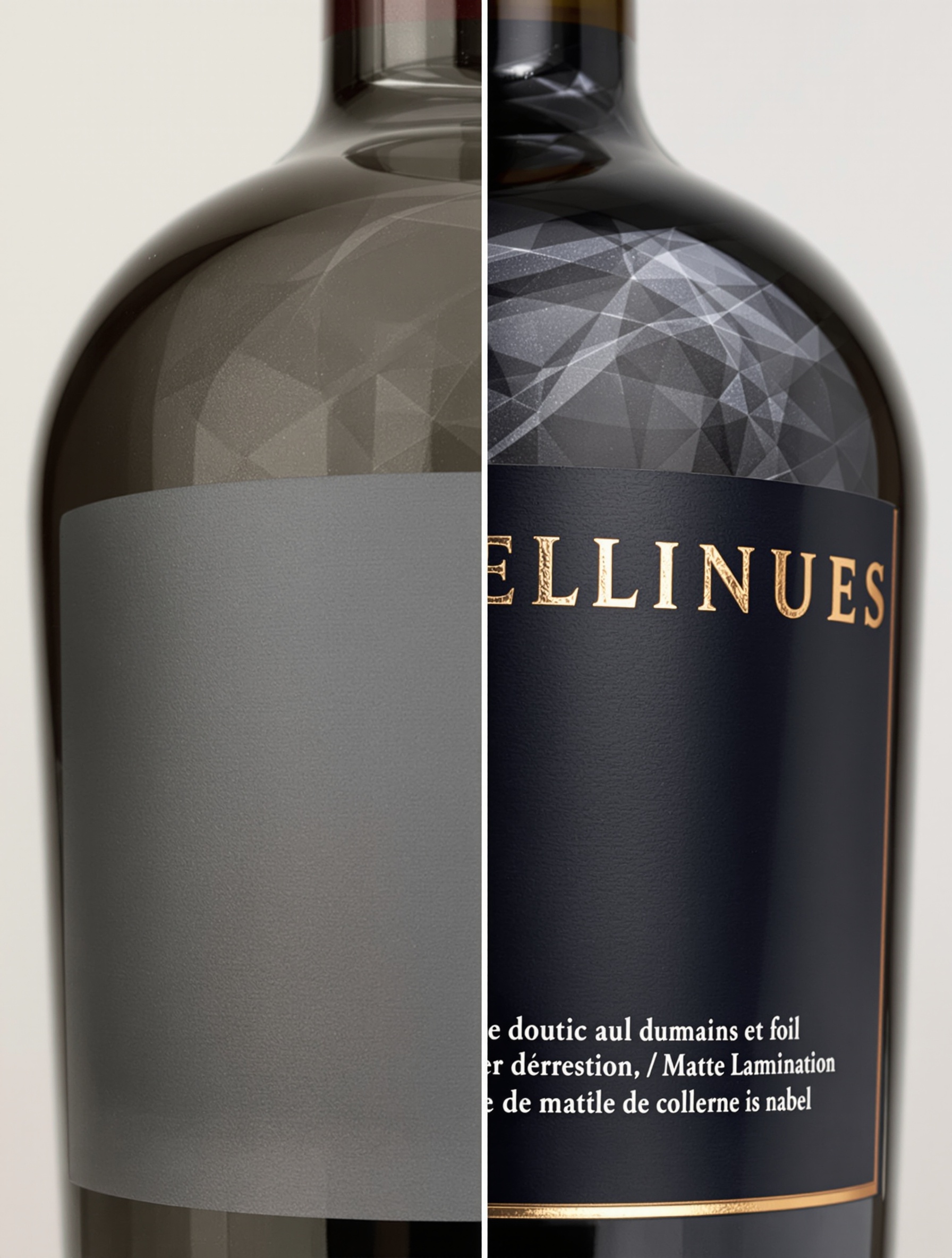 Comparatif dorure à chaud vs impression standard sur bouteille