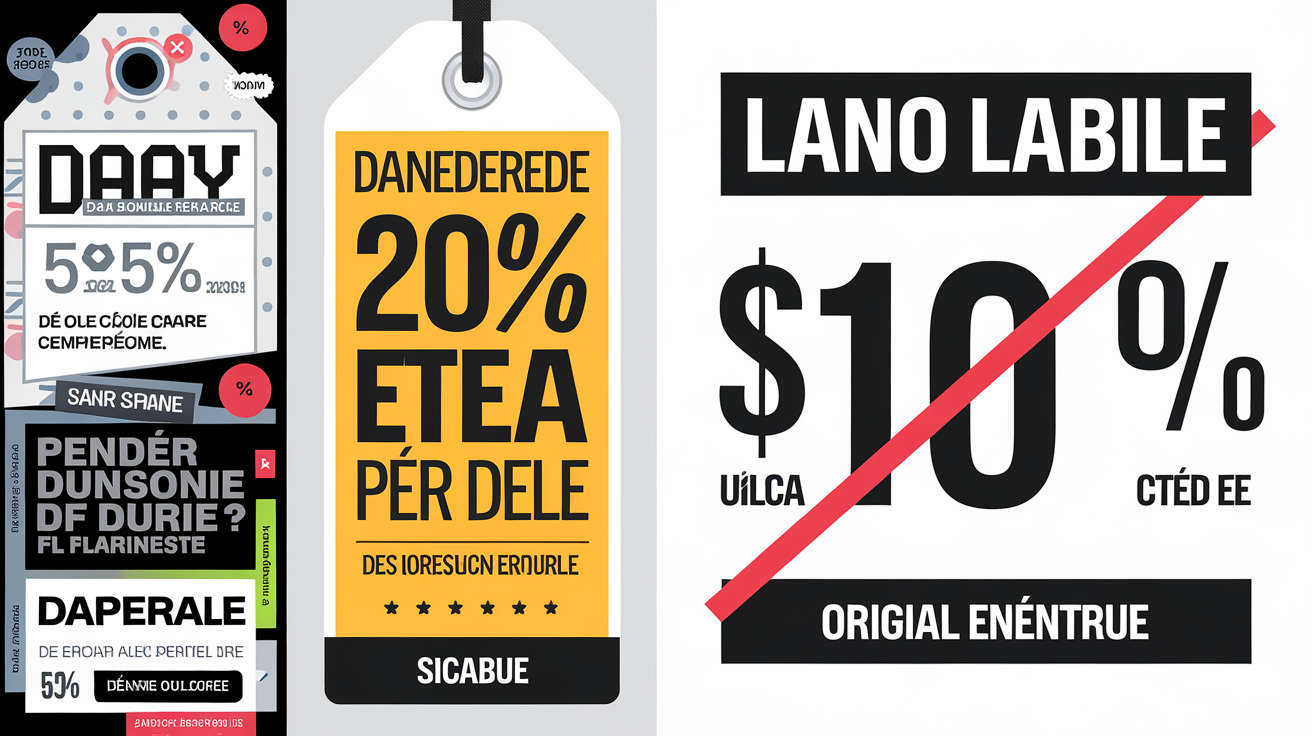 Comparatif étiquette promotionnelle lisible vs surchargée