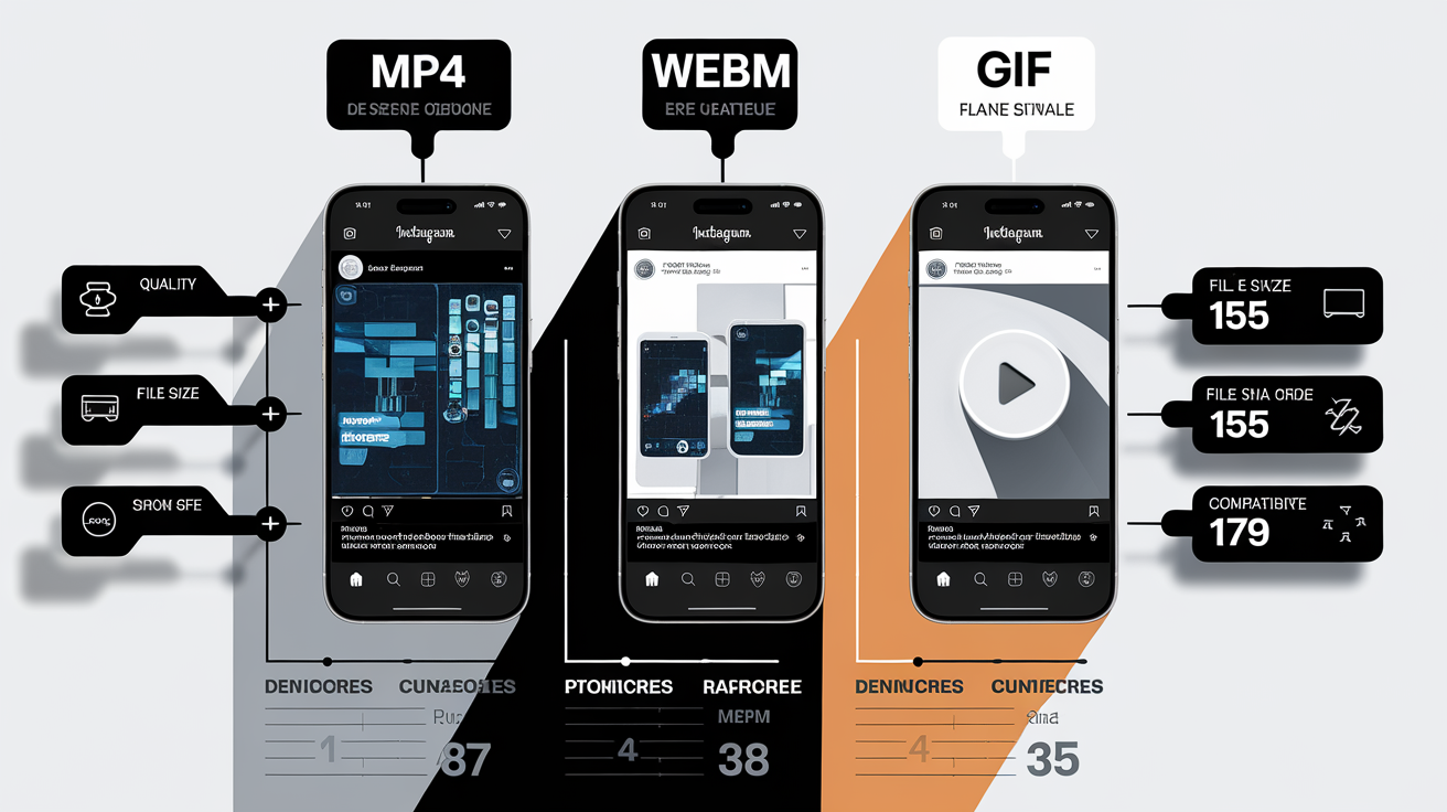 Comparatif formats MP4 WebM GIF Instagram