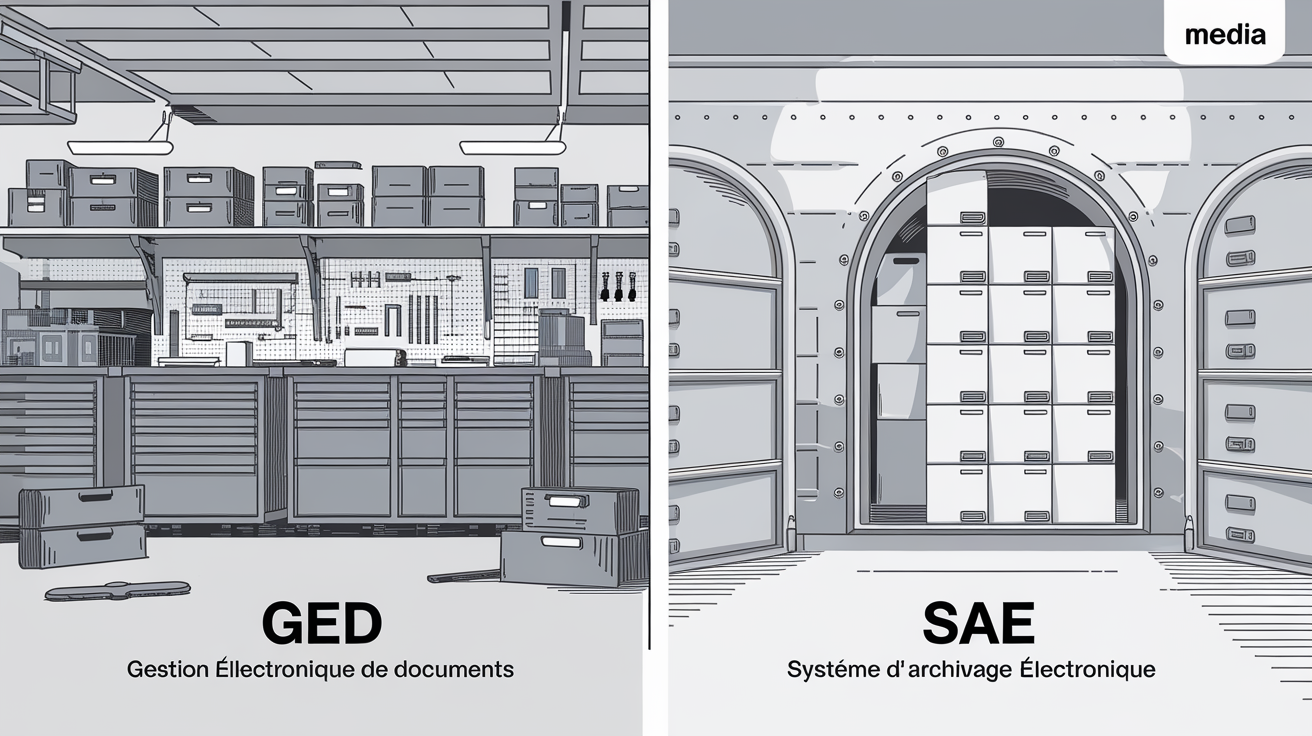 Comparaison visuelle entre une GED (garage) et un SAE (chambre forte)