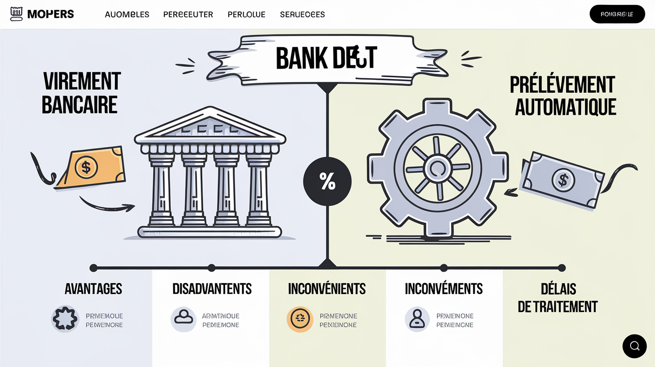 Tableau comparatif virement bancaire versus prélèvement automatique