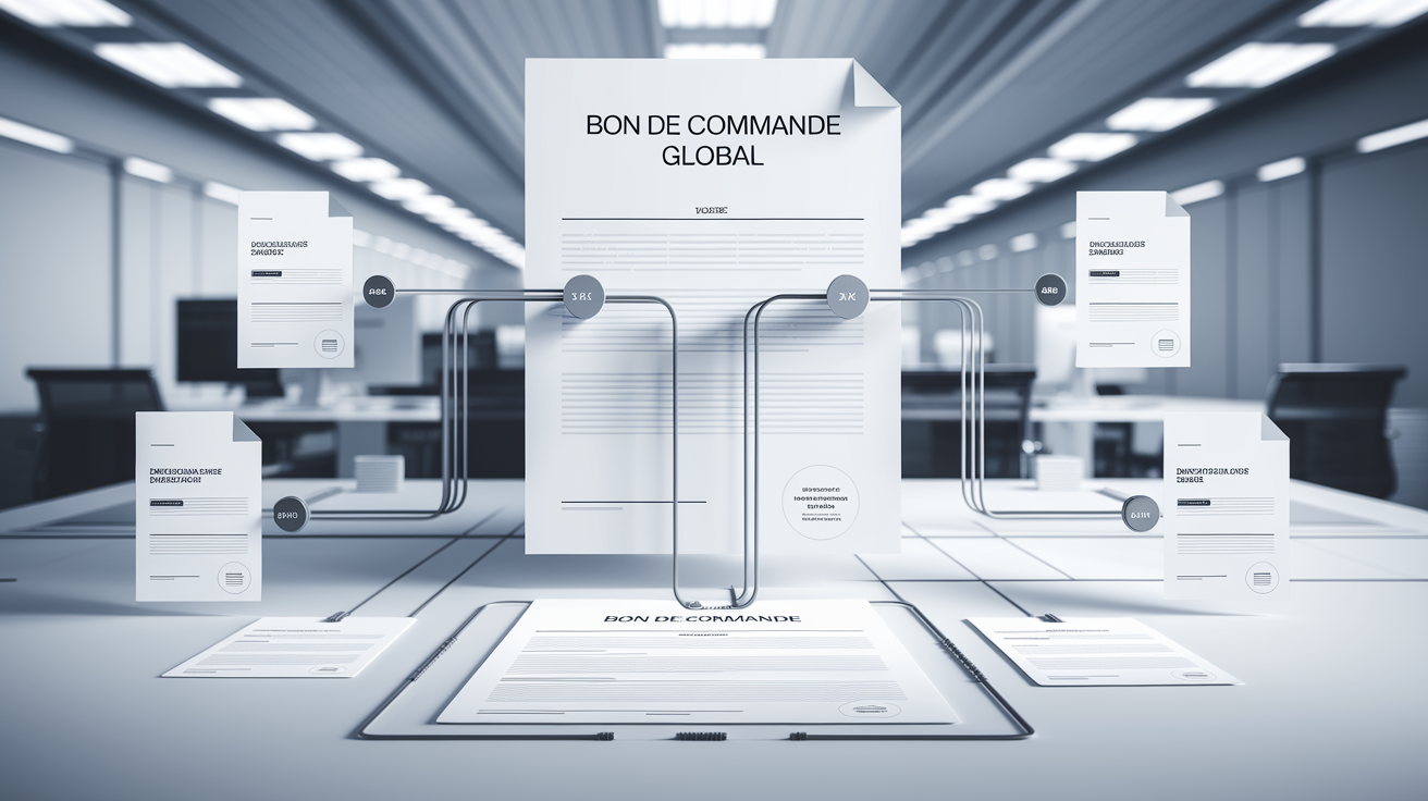Illustration d'un contrat cadre avec bon de commande global et lignes dérivées