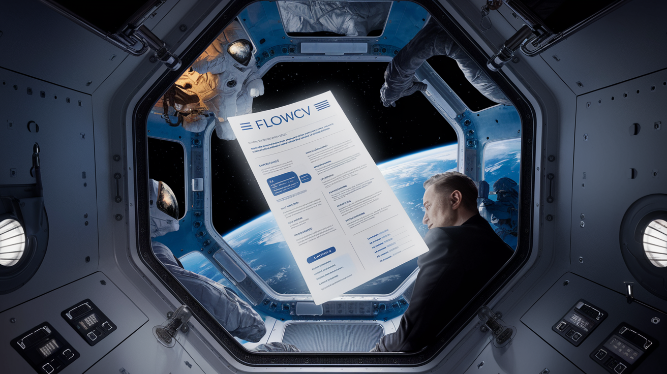 Exemple de CV FlowCV flottant dans l'espace