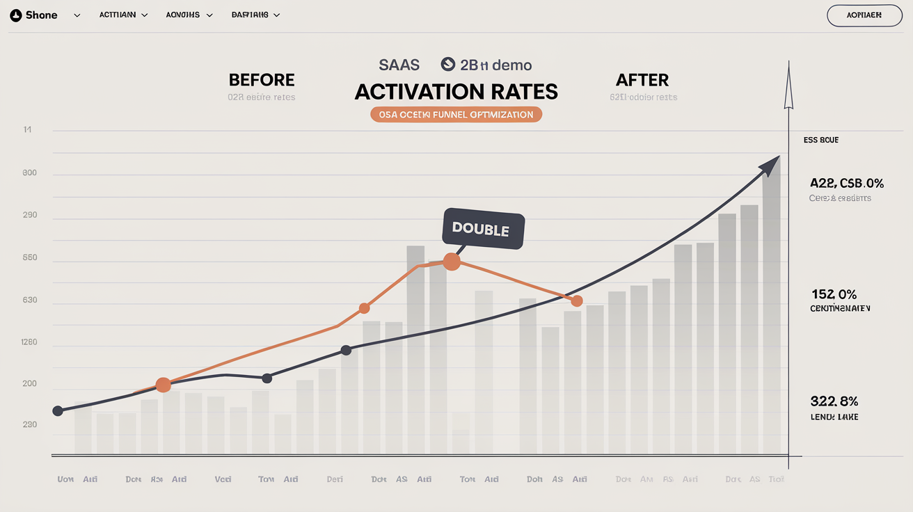 Graphique illustrant un taux d’activation doublé après optimisation du funnel démo