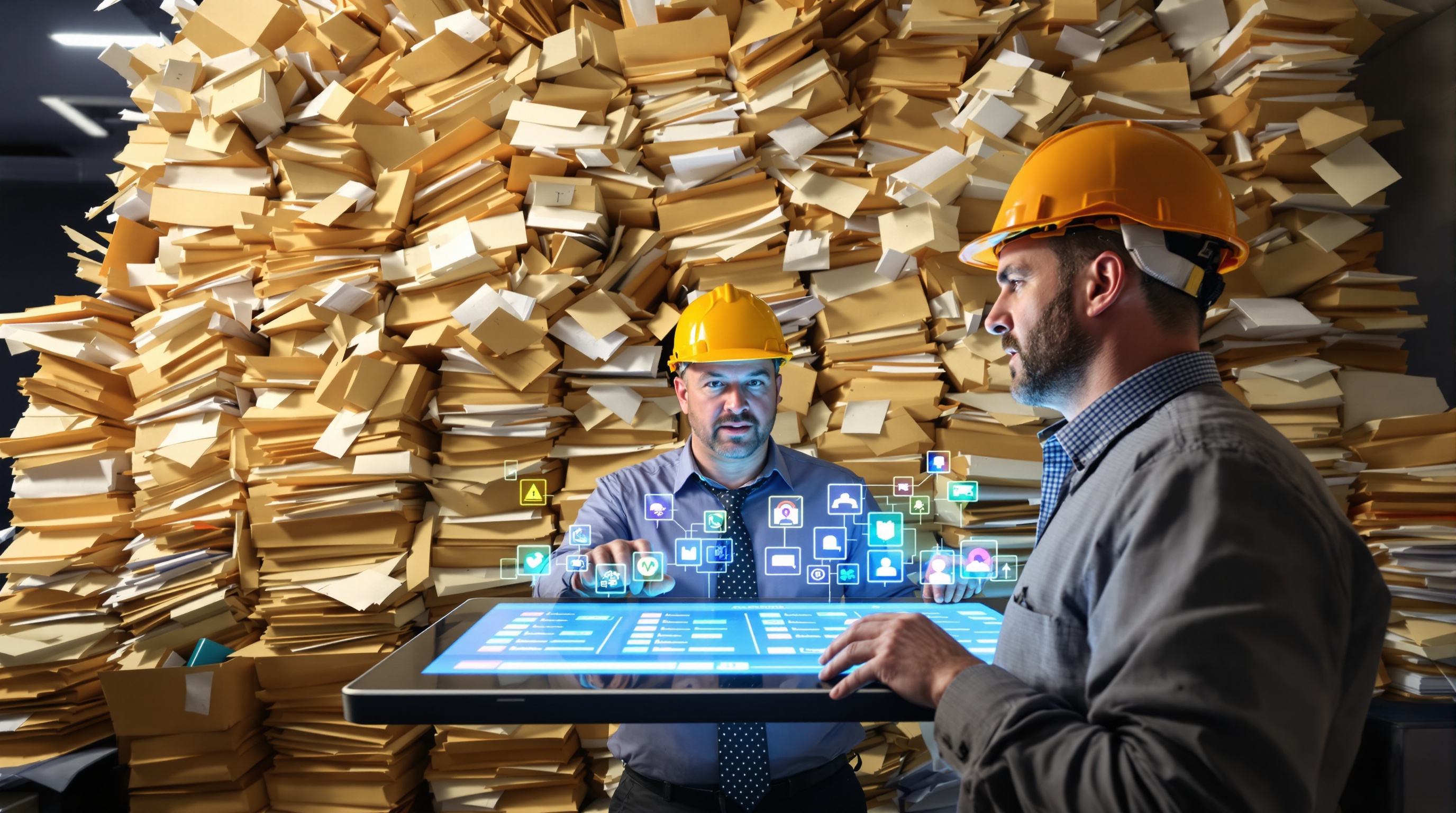 PME avec chef de chantier utilisant une interface numérique pour gérer la CVthèque au lieu du chaos papier