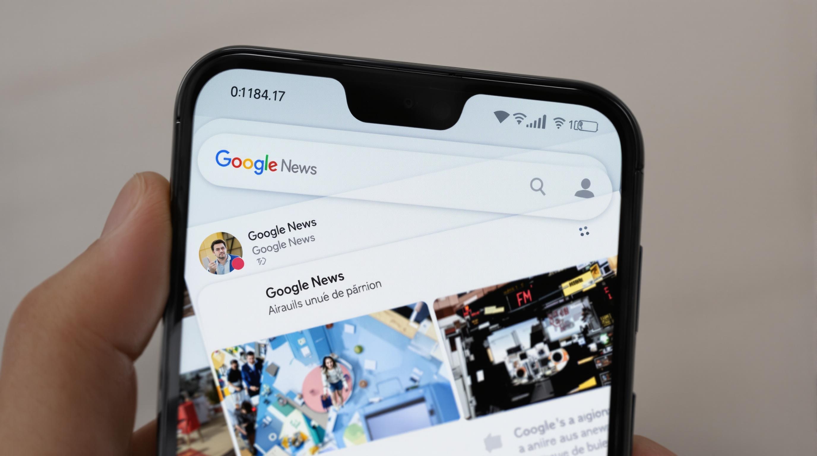 Écran Android avec deux comptes Google visibles et Google Actualités sélectionné