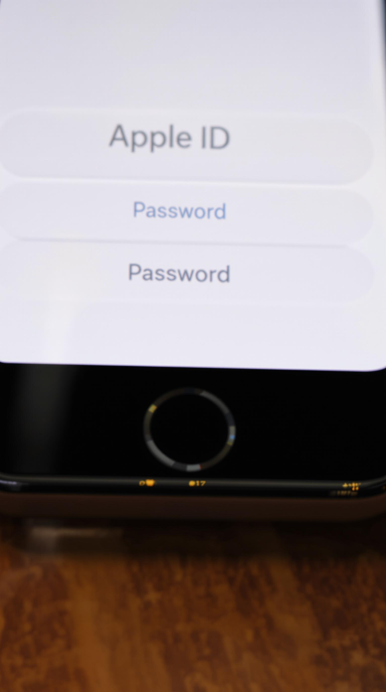 Écran de saisie de l'Apple ID dans l'Assistant réglage iOS
