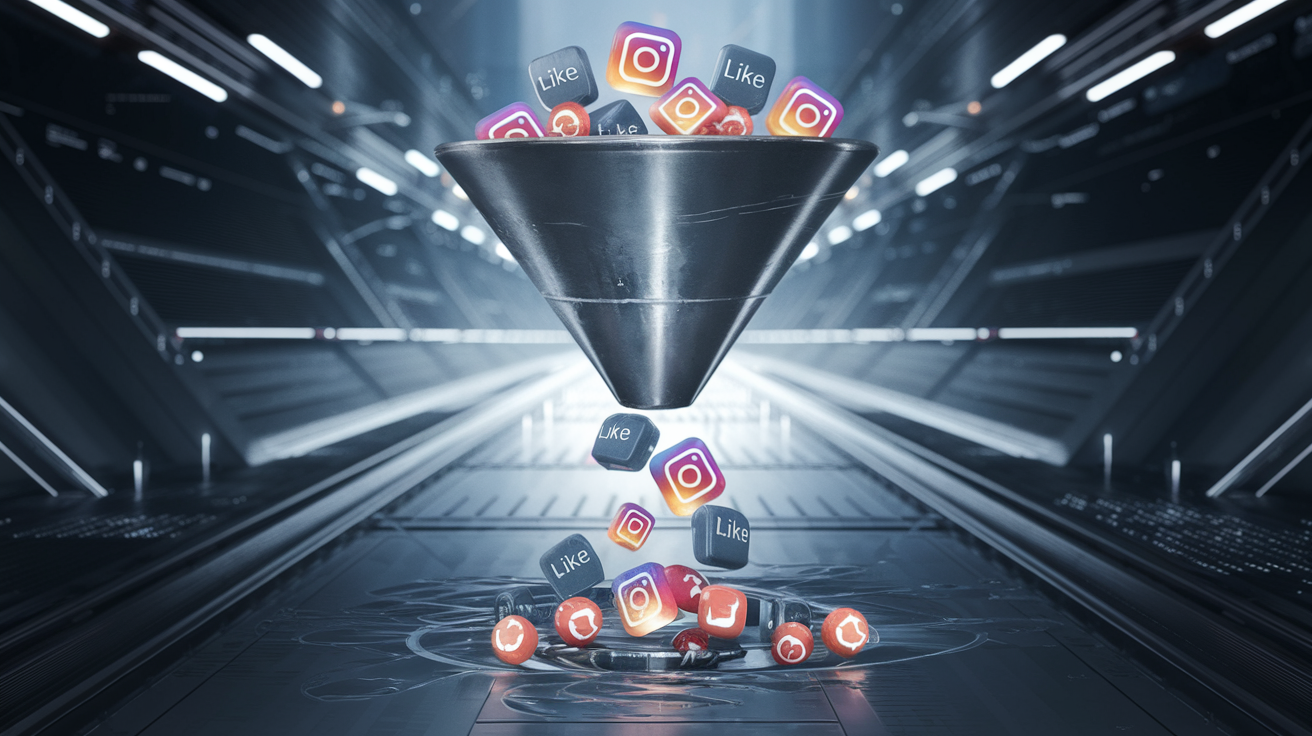 Schéma de l'entonnoir algorithmique d'Instagram
