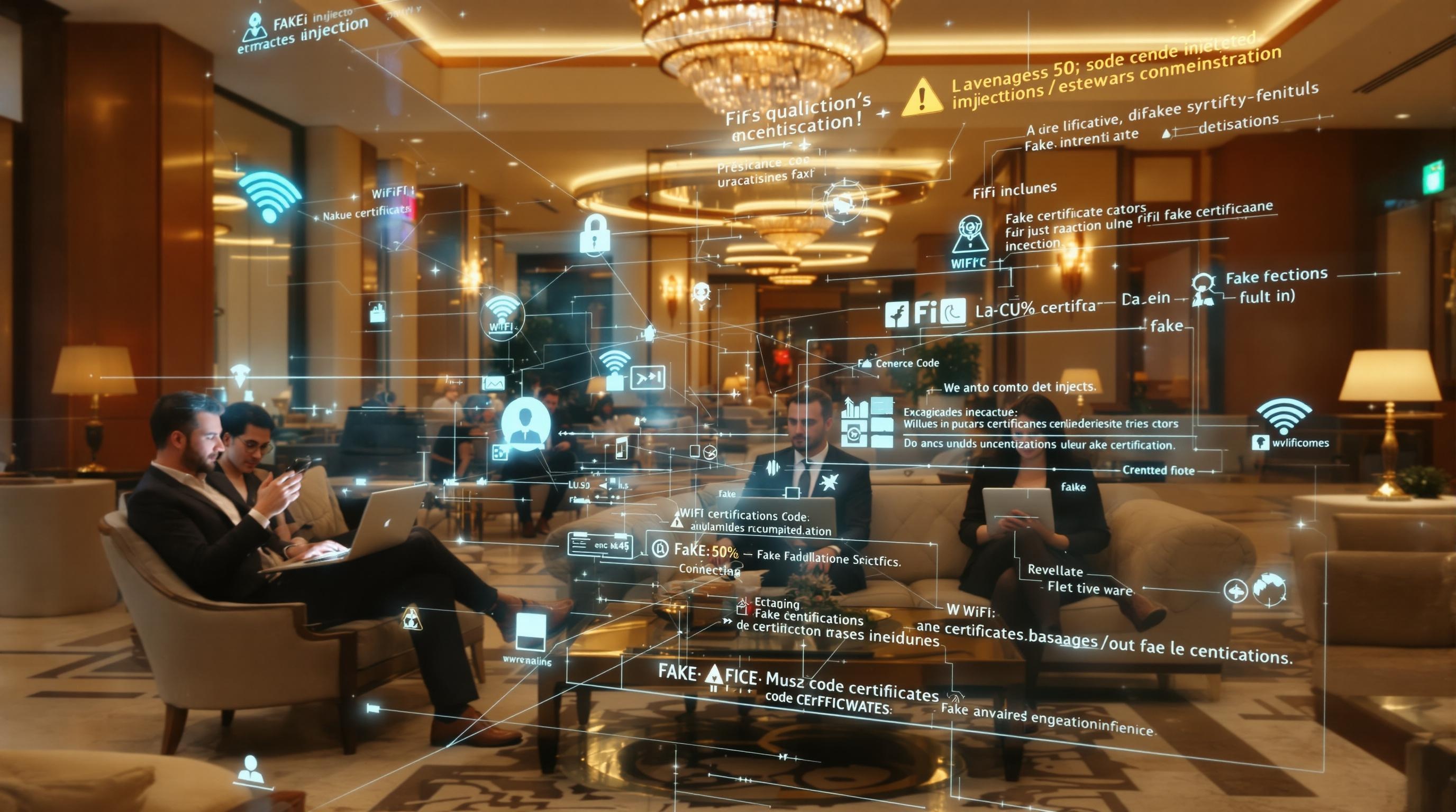 Illustration d'une attaque malware DarkHotel via un réseau WiFi d'hôtel