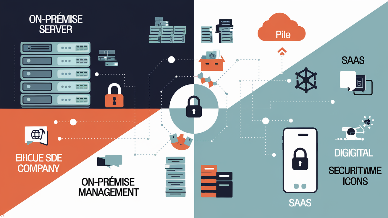 Comparatif visuel entre les solutions GED on-premise et SaaS pour PME et ETI.