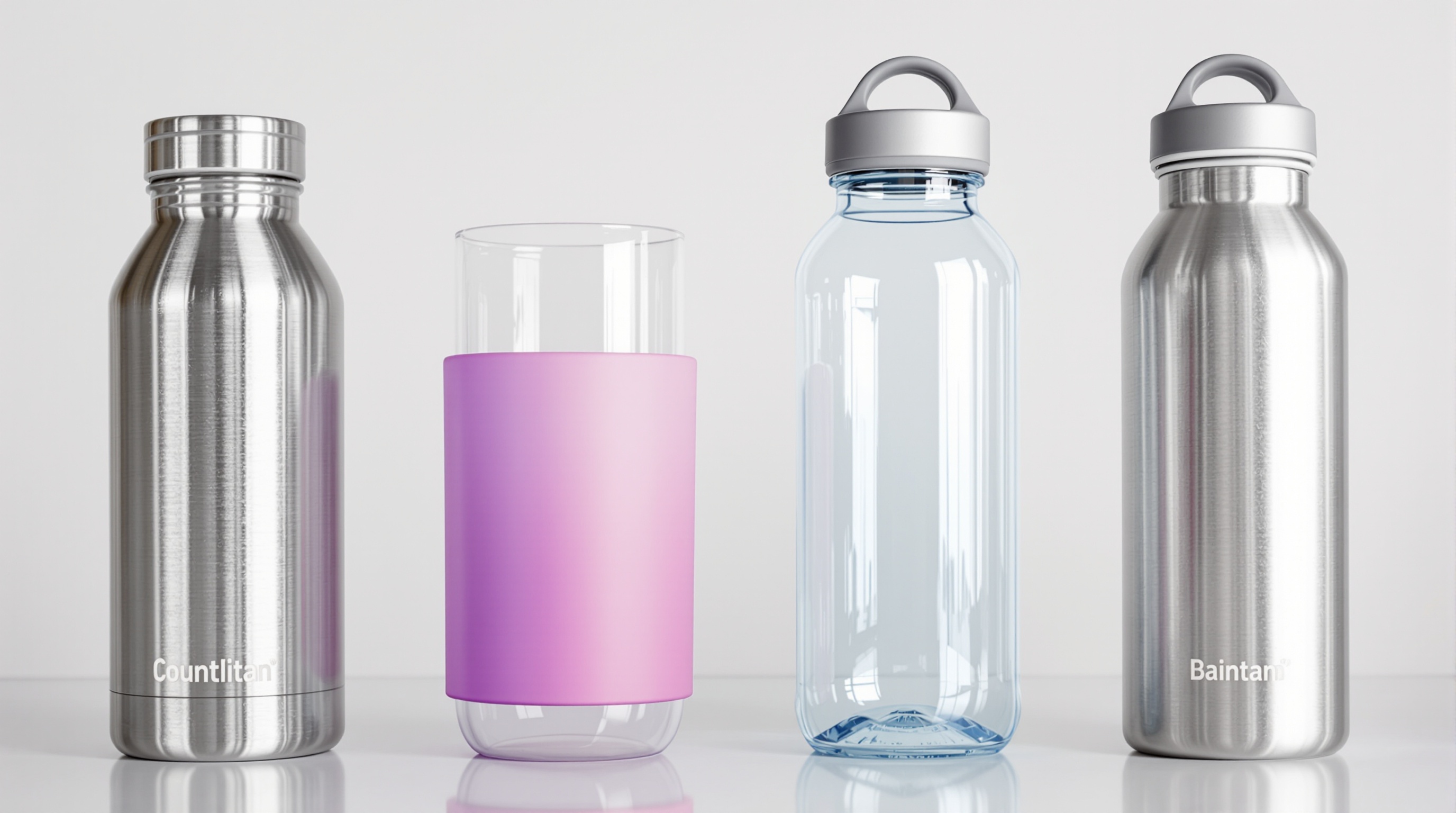 Comparatif visuel gourdes publicitaires inox verre tritan aluminium