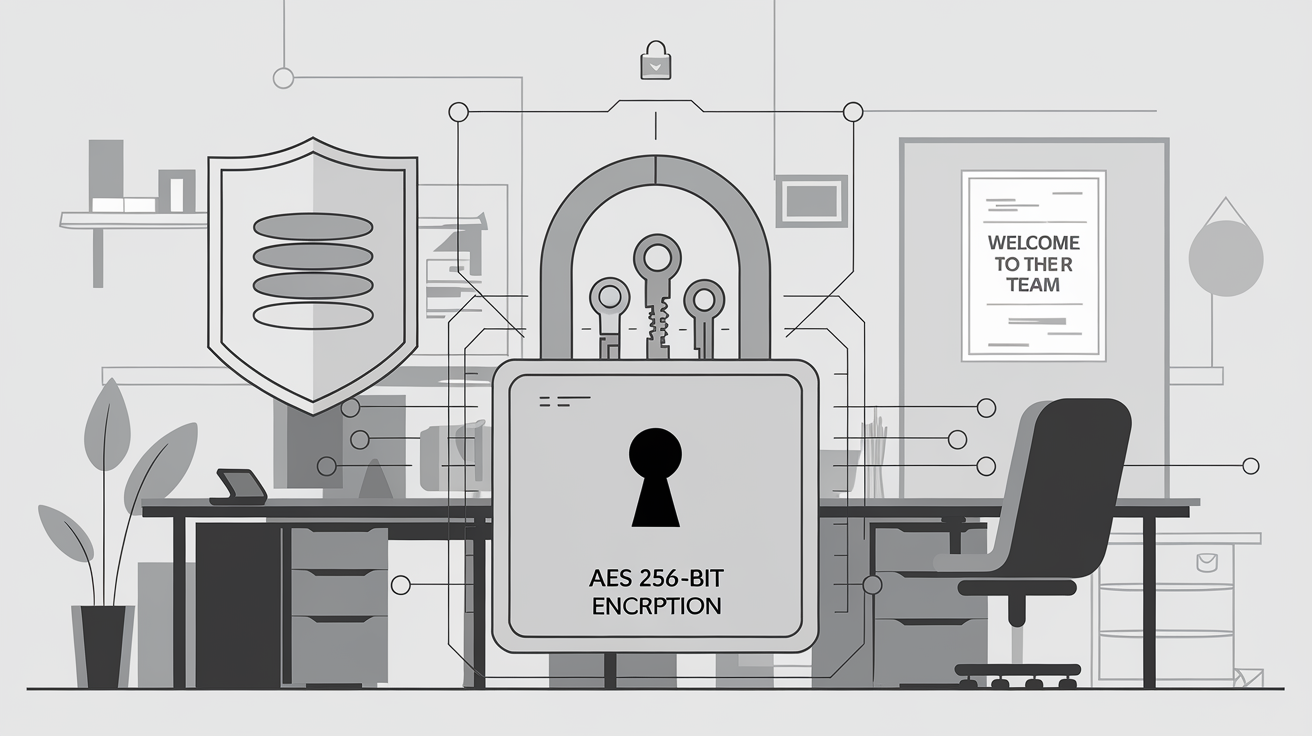 illustration technique cadenas numérique AES 256 bits MyPeopleDoc