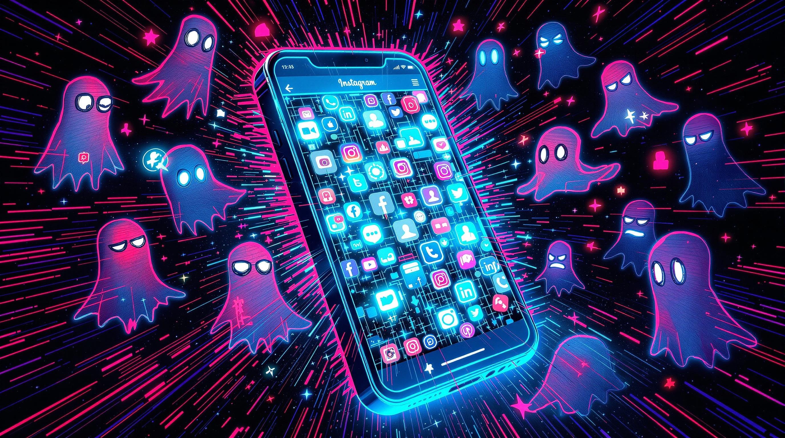 Illustration d'un compte Instagram en mode survie avec stories clignotantes