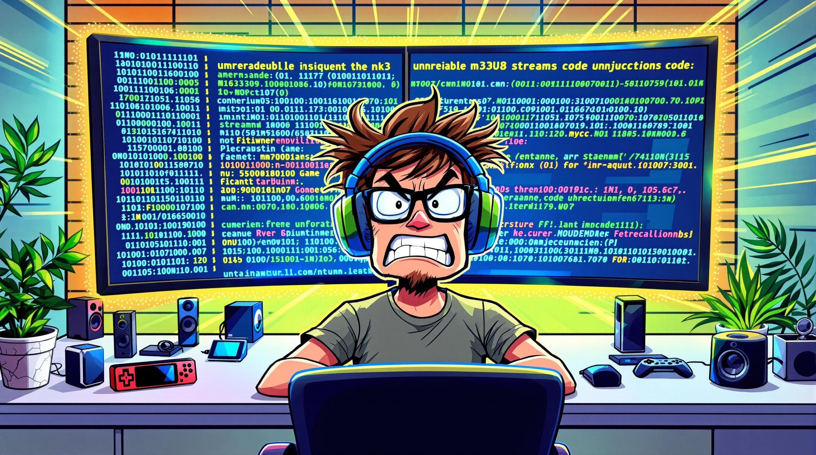 Geek furibard devant flux m3u8 illisible