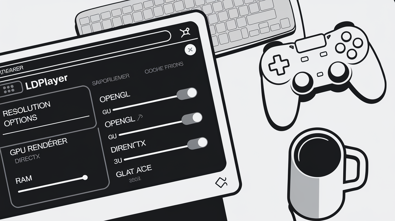 Capture écran LDPlayer réglages graphiques + mapping clavier/manette