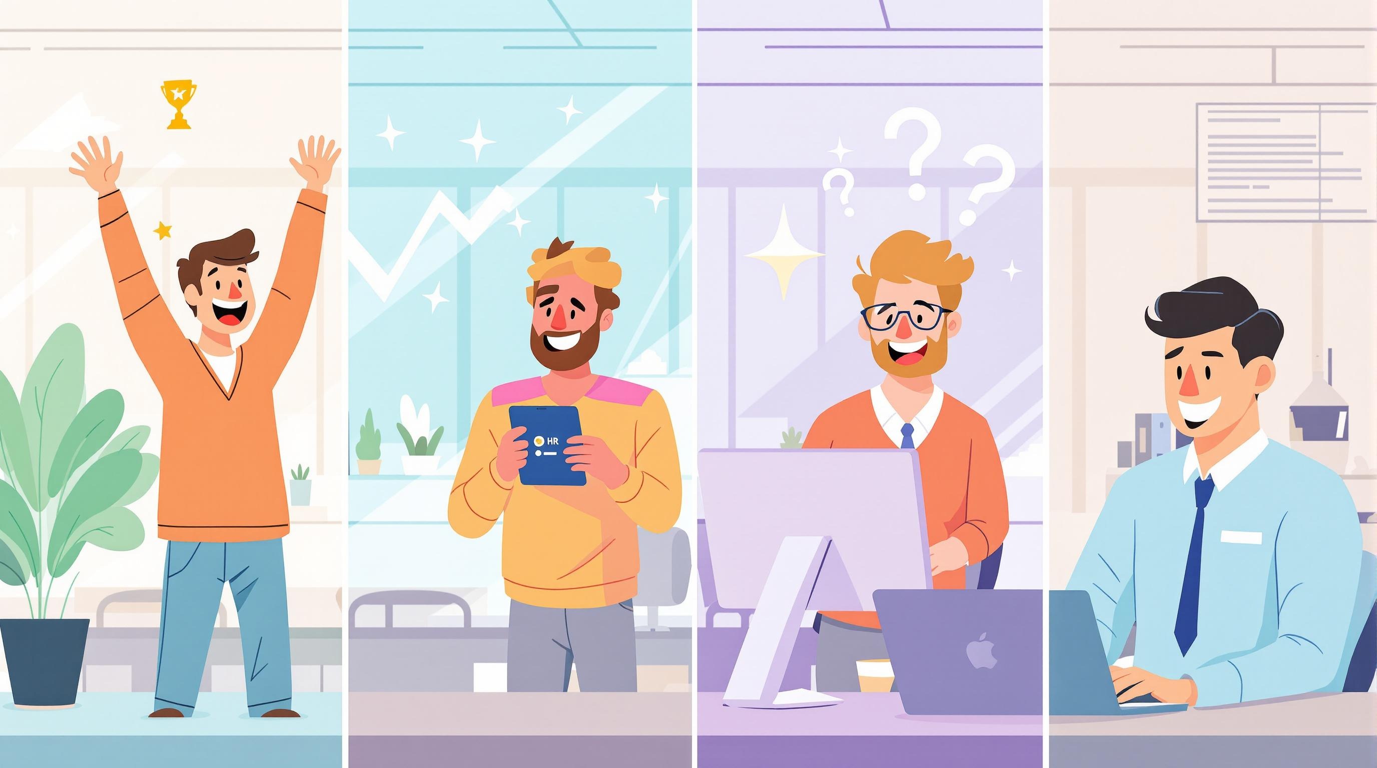 Illustration décalée des principaux types de quiz en contexte pro
