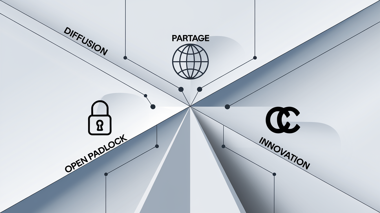 Infographie axe commun diffusion partage innovation