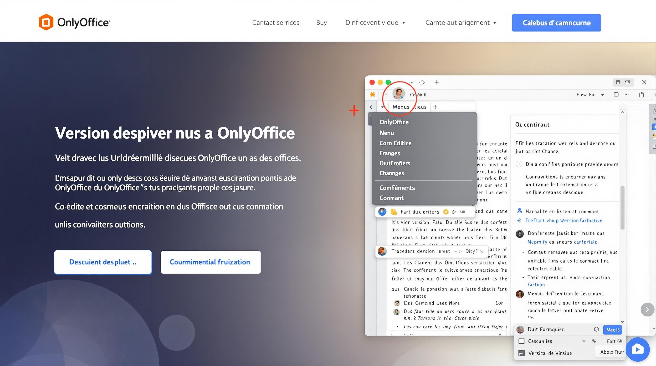 Interface d’OnlyOffice auto-hébergée montrant la co-édition et le suivi des versions sur un serveur privé.