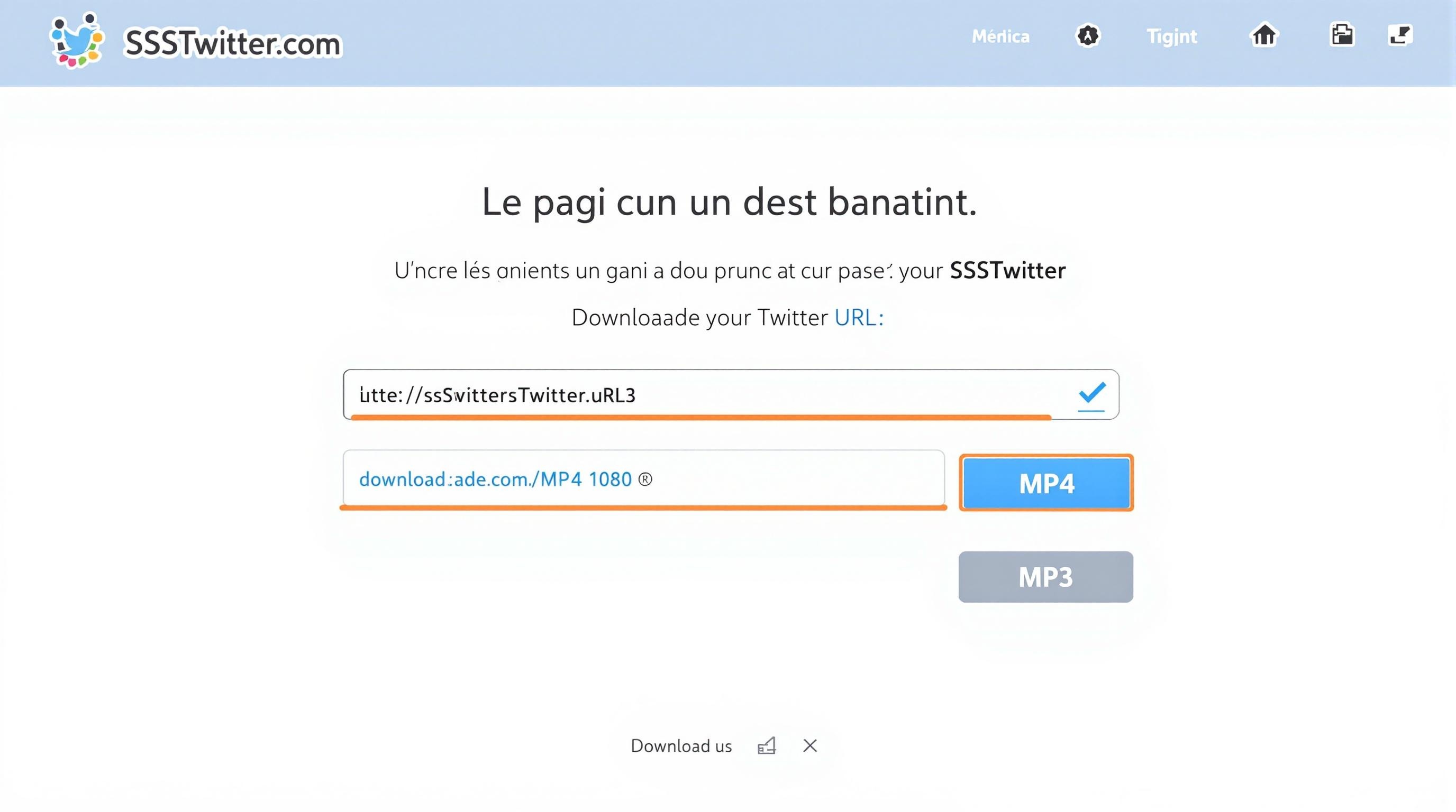Interface de SSSTwitter affichant les choix de résolution (MP4 1080p, MP3)
