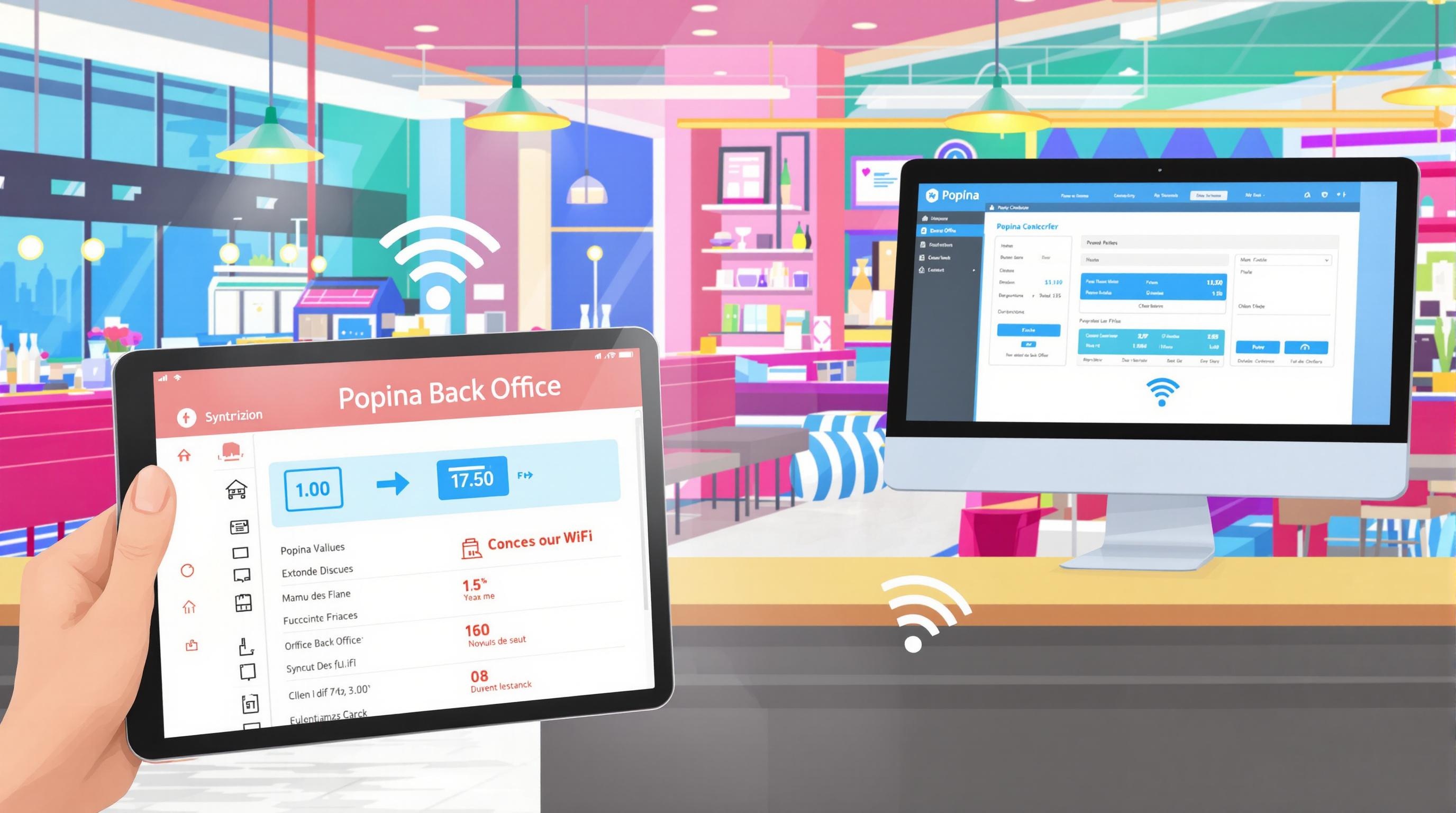 Synchronisation Popina Back Office menu iPad wifi restaurant