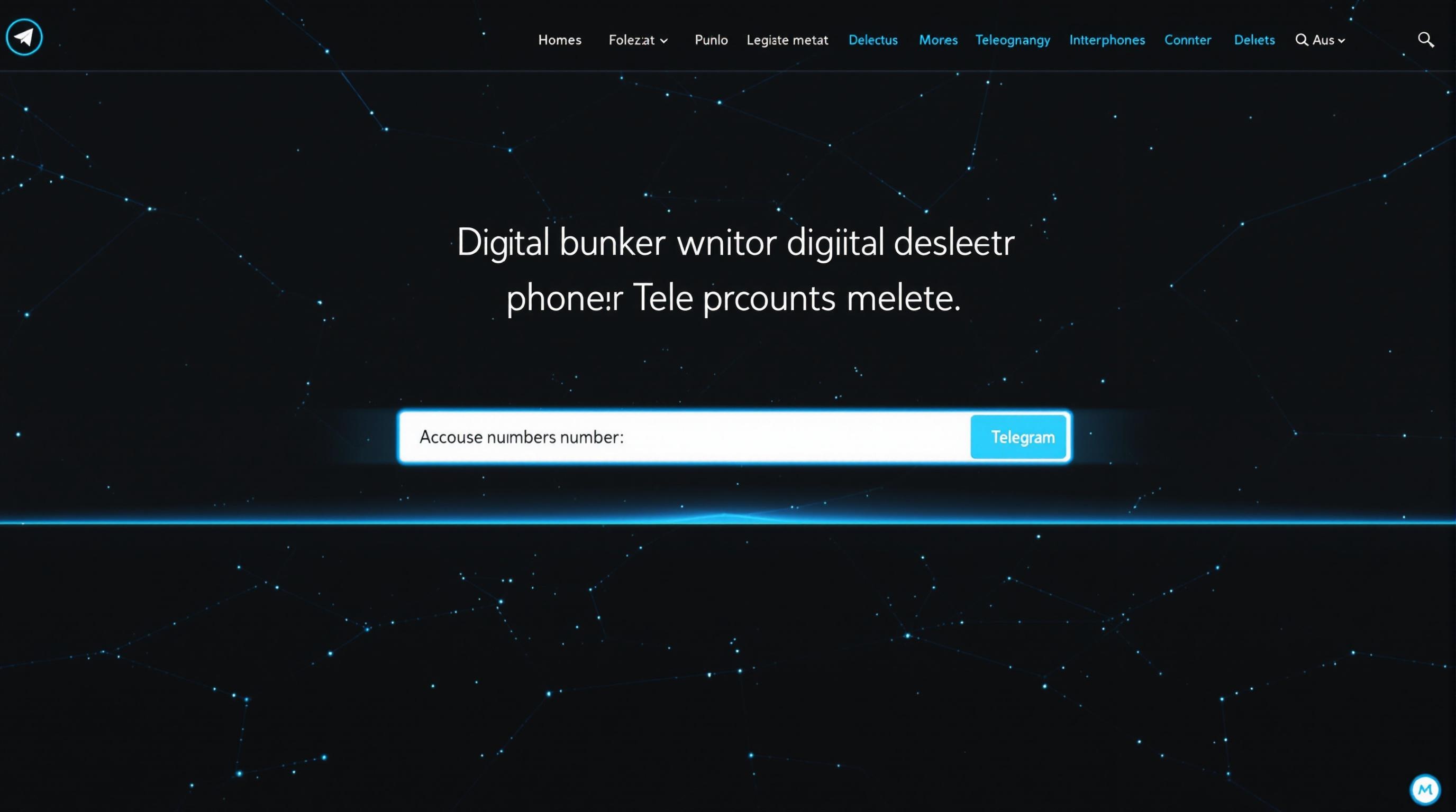 Interface web minimaliste de Telegram montrant le champ numéro de téléphone pour suppression de compte