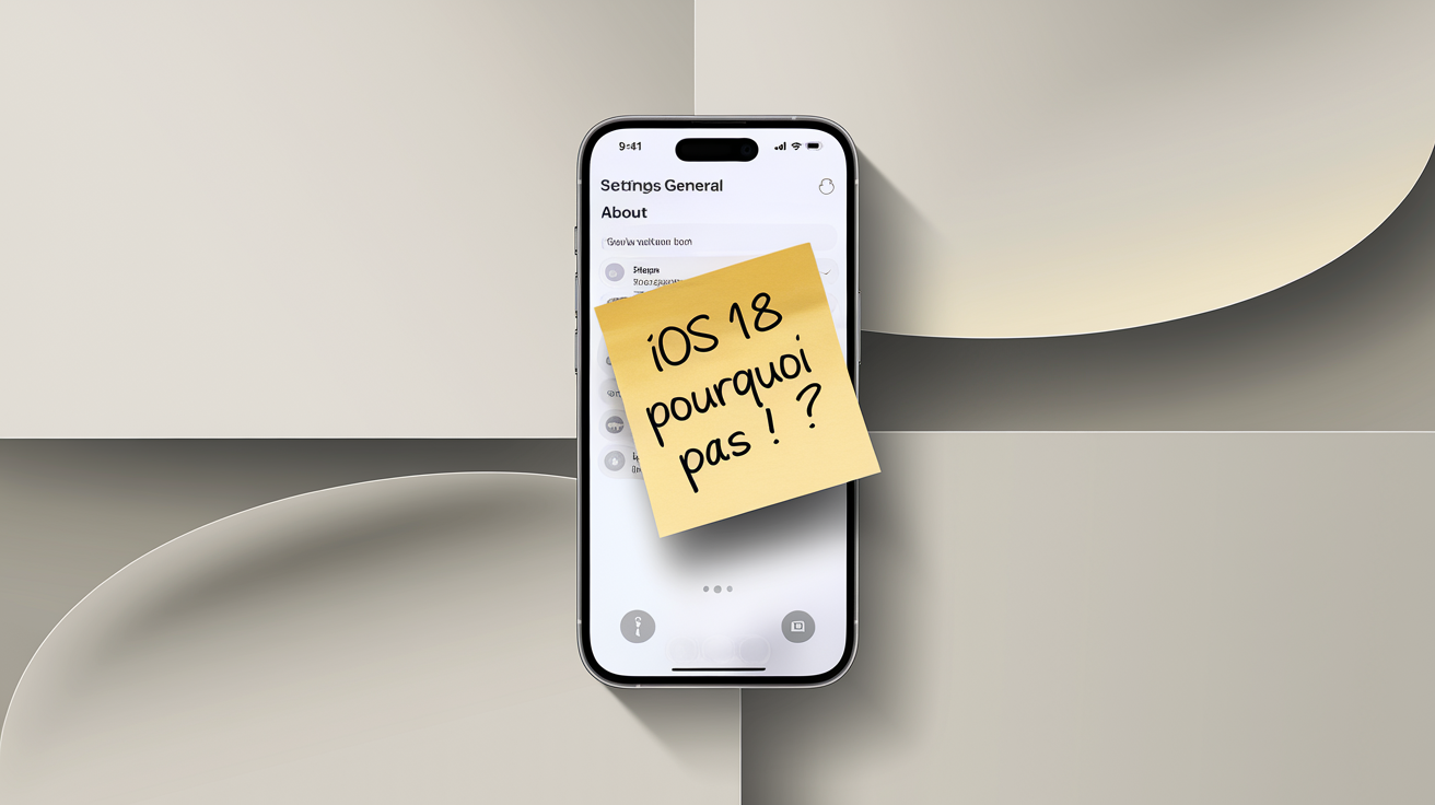 Écran Réglages Général Infos sur iPhone avec une note humoristique