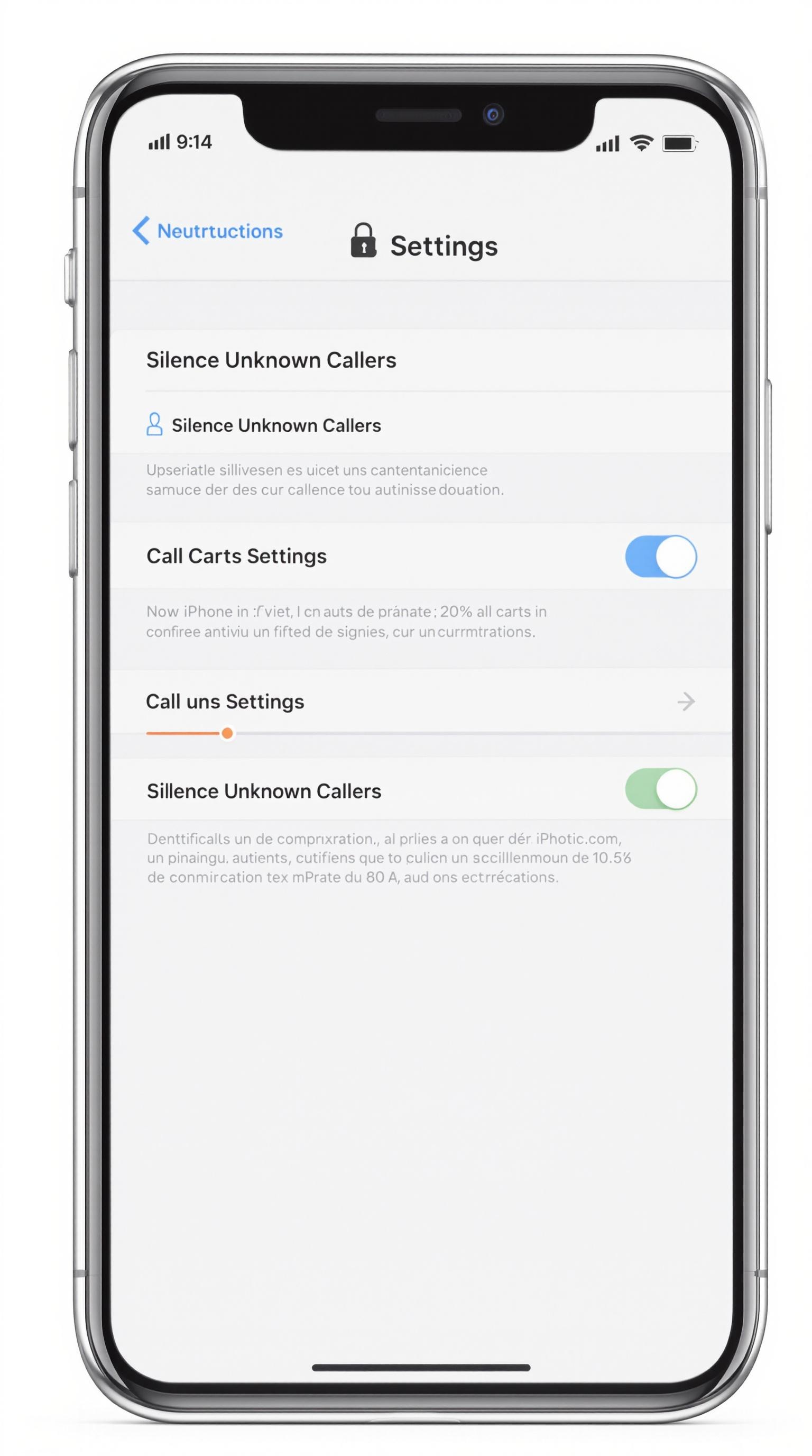 iPhone affichant l’option 'Silence des appels inconnus' dans Réglages