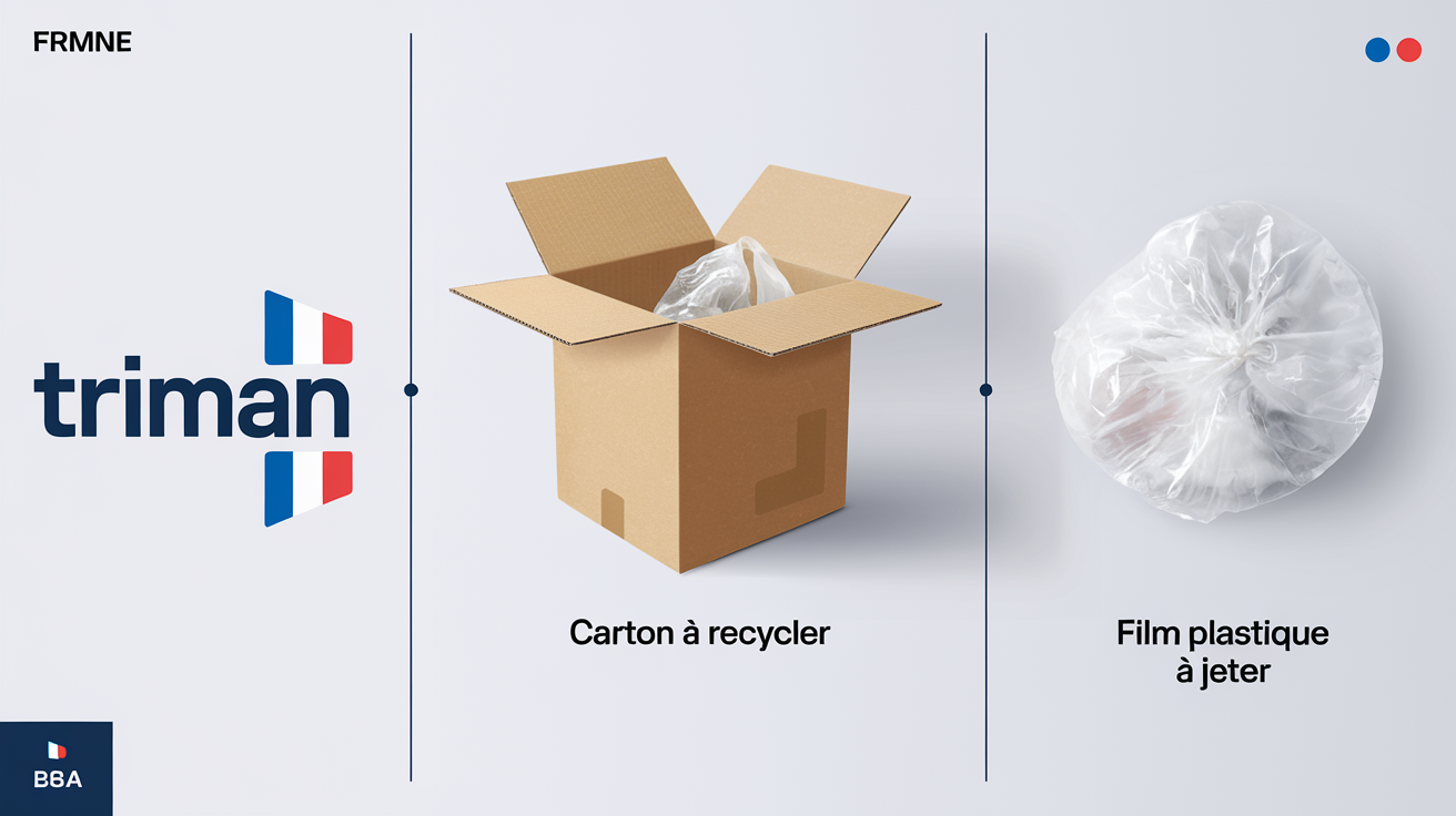 Exemple logo Triman et Info-Tri - emballage carton et film plastique