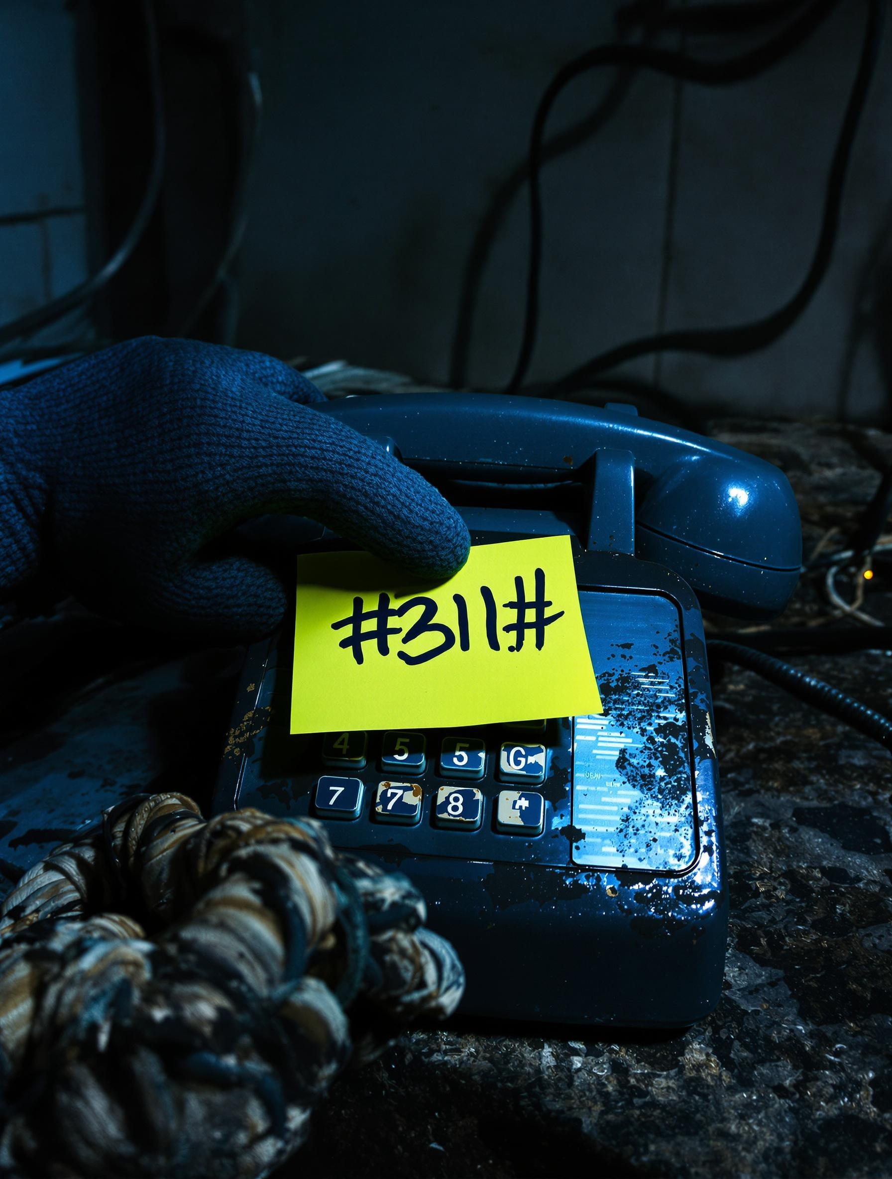 main appuyant sur téléphone vintage avec #31# post-it