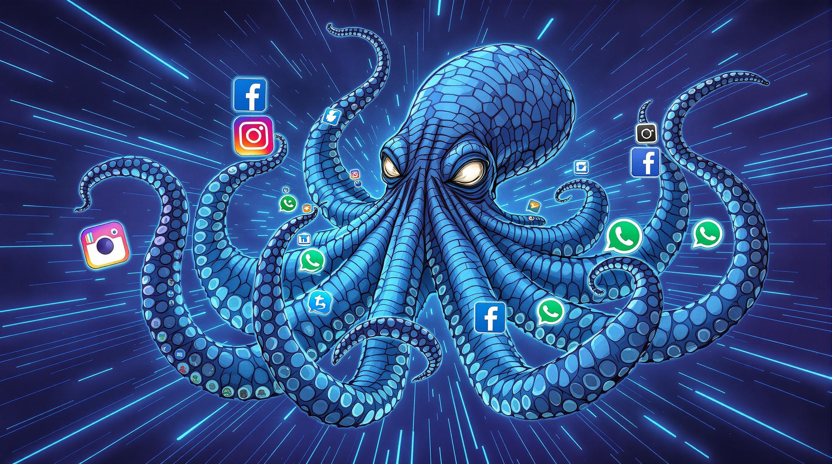 Illustration de Meta et ses plateformes Instagram, Facebook, WhatsApp