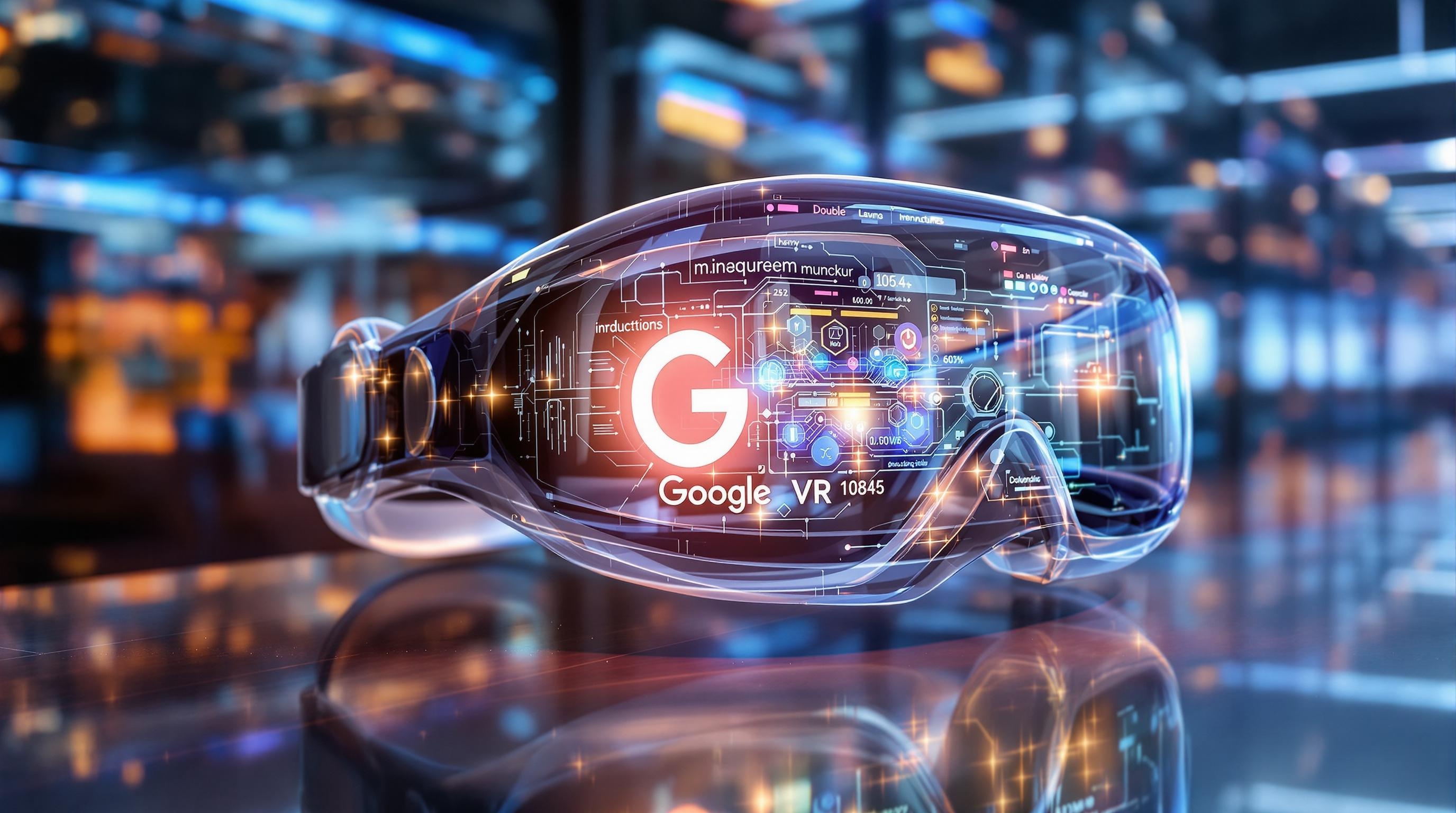 Mockup casque VR Google futuriste lumineux avec interface holographique