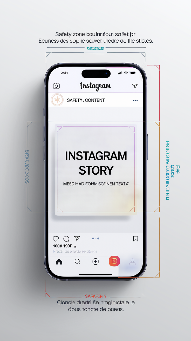 Exemple de mock-up d'une story Instagram avec zones de sûreté
