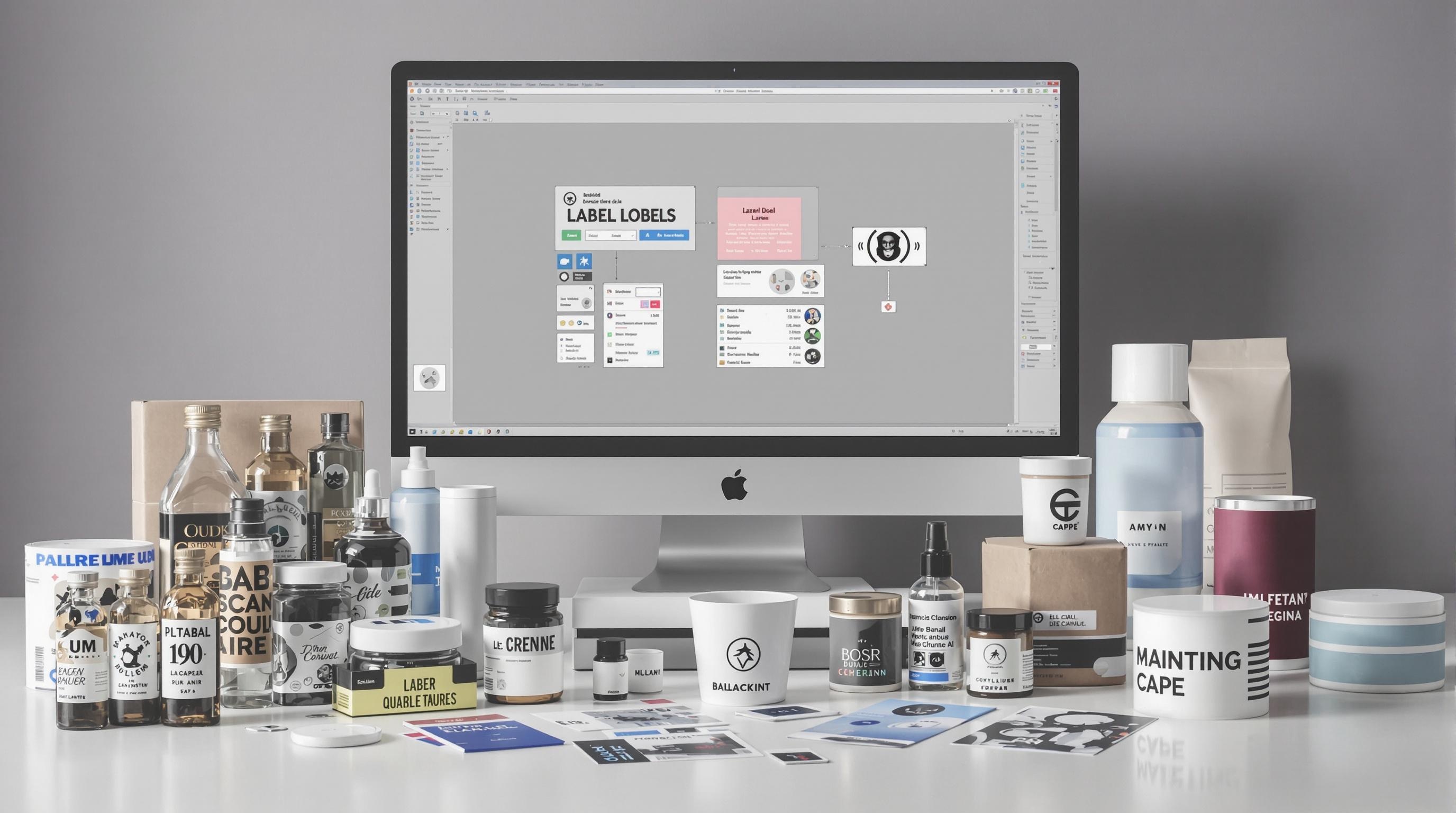 Montage des logiciels d'étiquetage 2024 appliqués sur des objets 3D