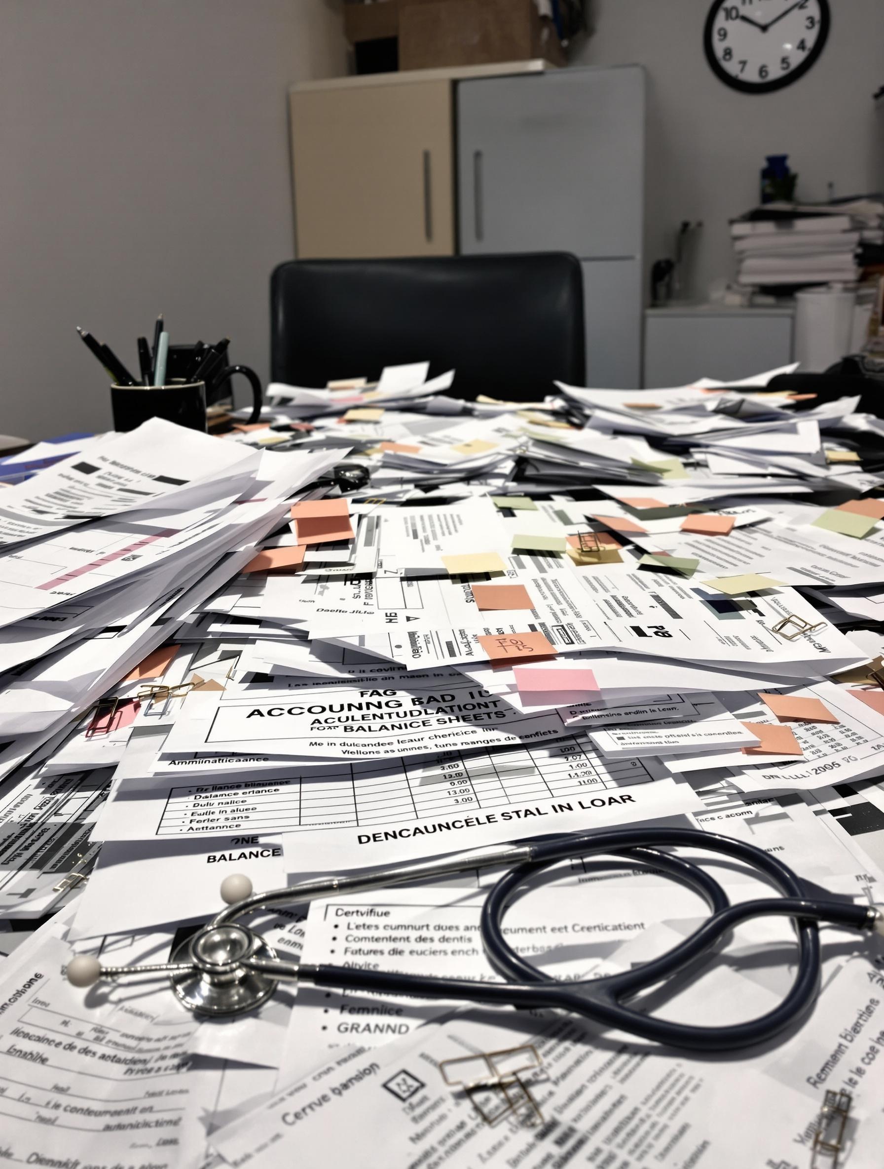Pile de bilans comptables et attestations nécessaires pour un psychologue